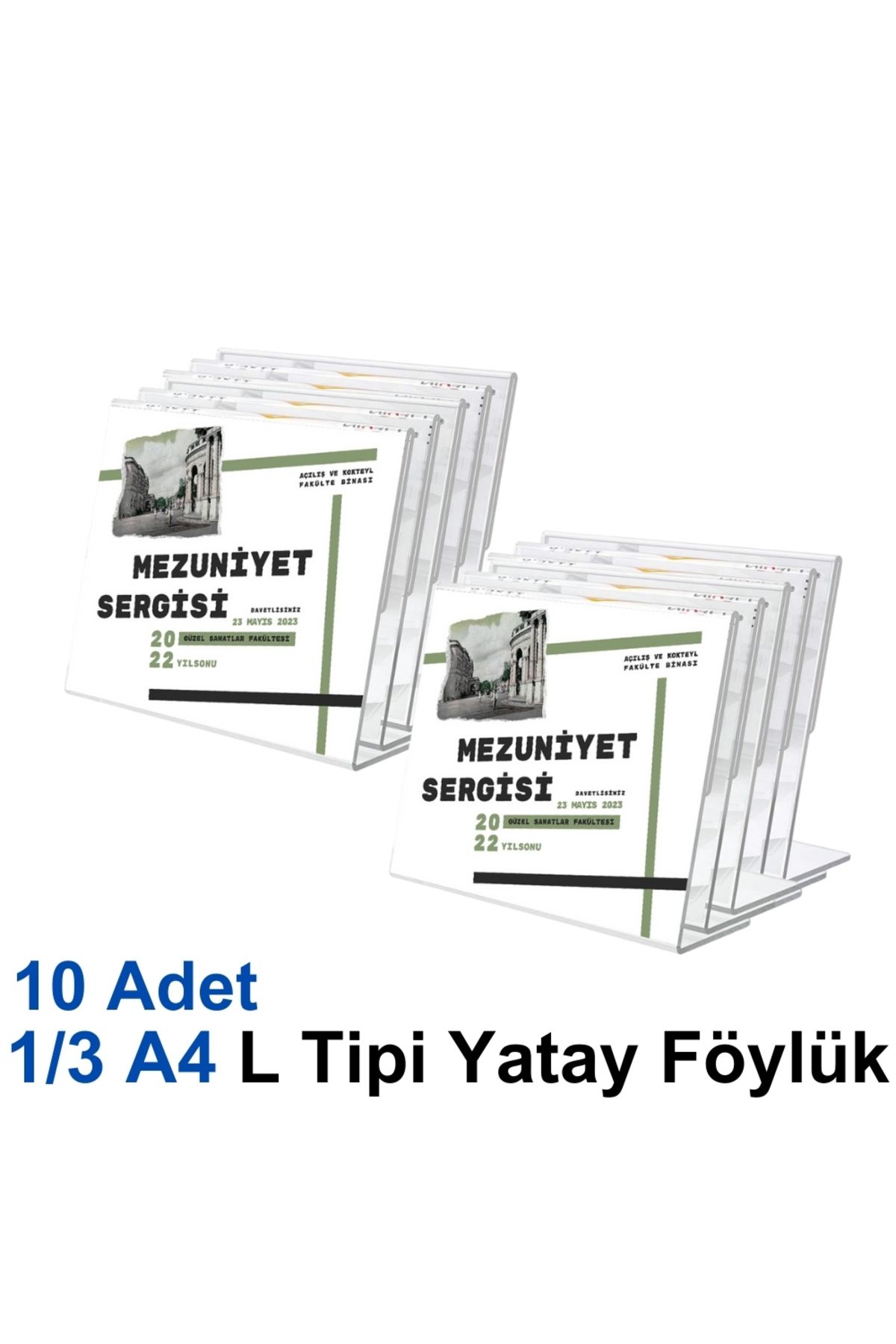 Karlobi 1/3 A4 L Tipi Yatay Föylük - 10 Adet | Şeffaf Föylük | - | Pleksi Dosya |