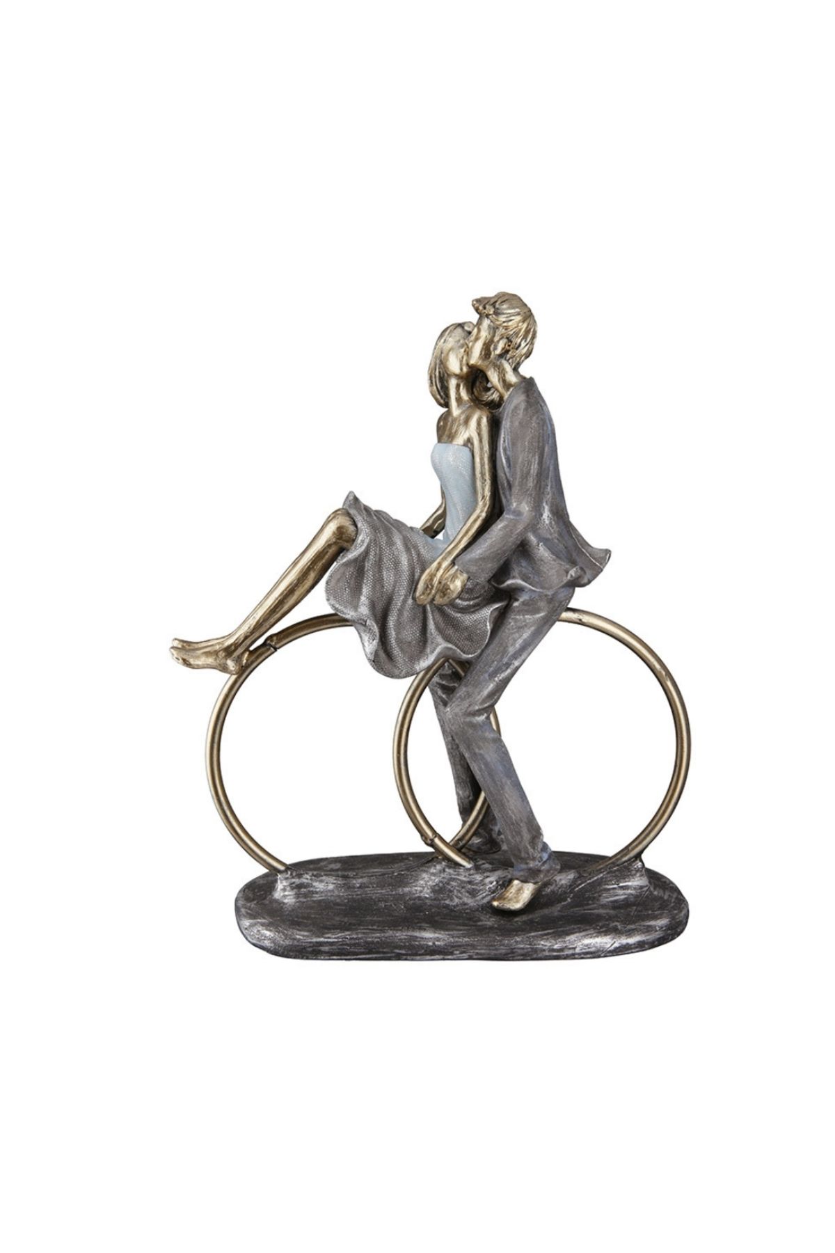Gilde Gılde Heykel Çift Yüzük Motifi Sentetik Reçine Altın Rengi L.8 Cm W.20 Cm H.25 Cm