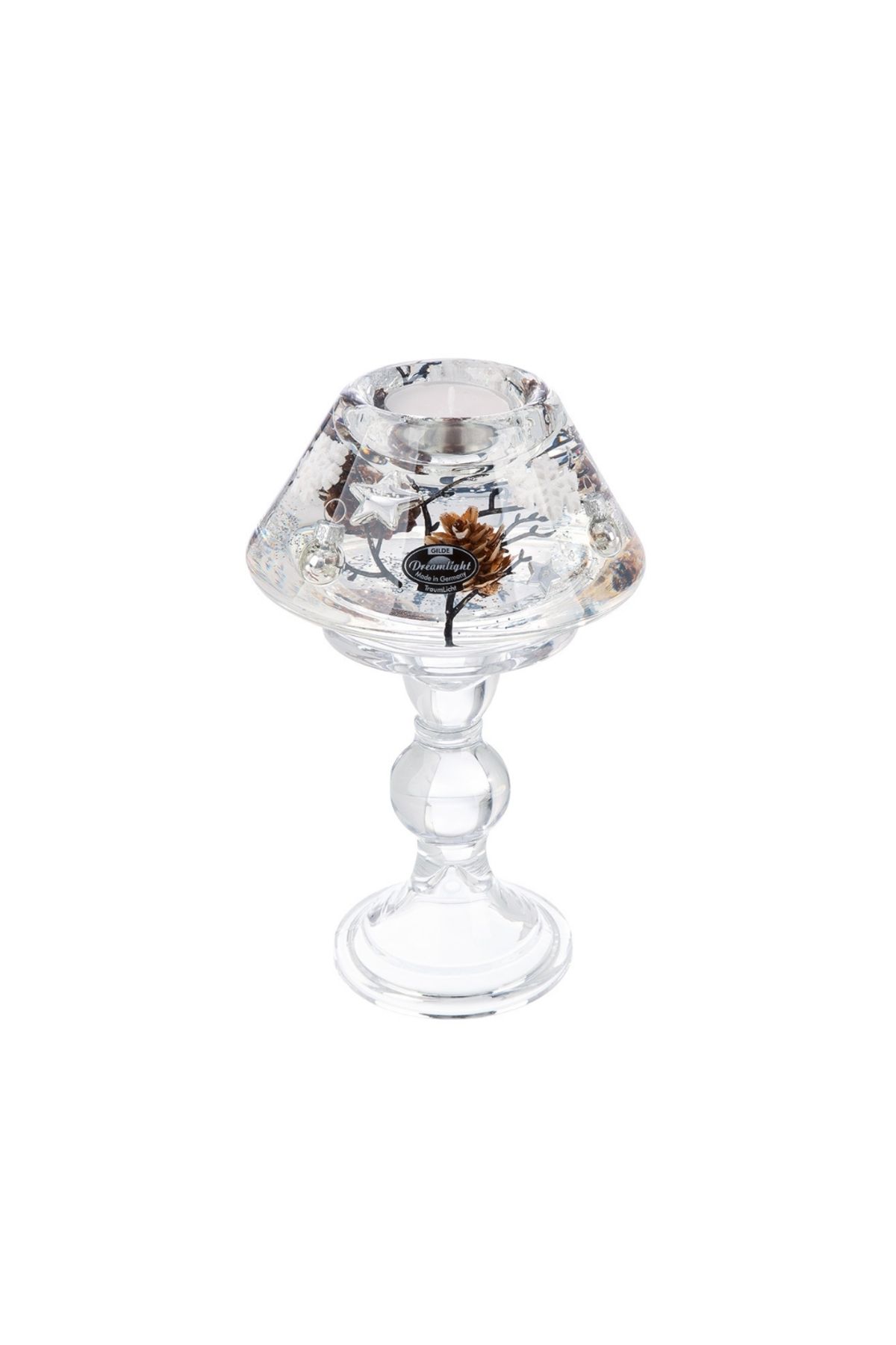 Gilde Gılde Dreamlight Tealight Mumluk Lamba Memphis Cam Beyaz Y.20 Cm D.12 Cm