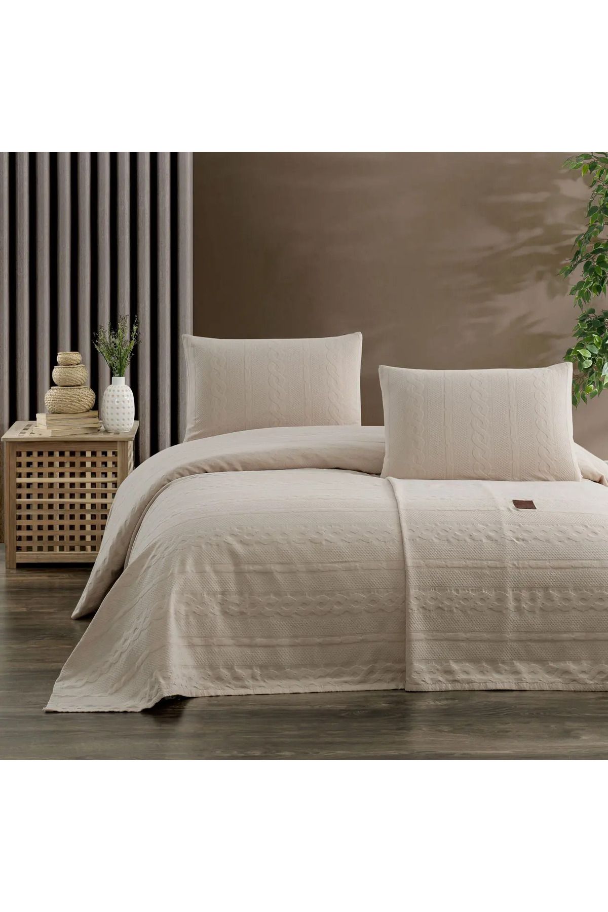 ELLE HOME Julia Çift Kişilik Yatak Örtüsü - Bej