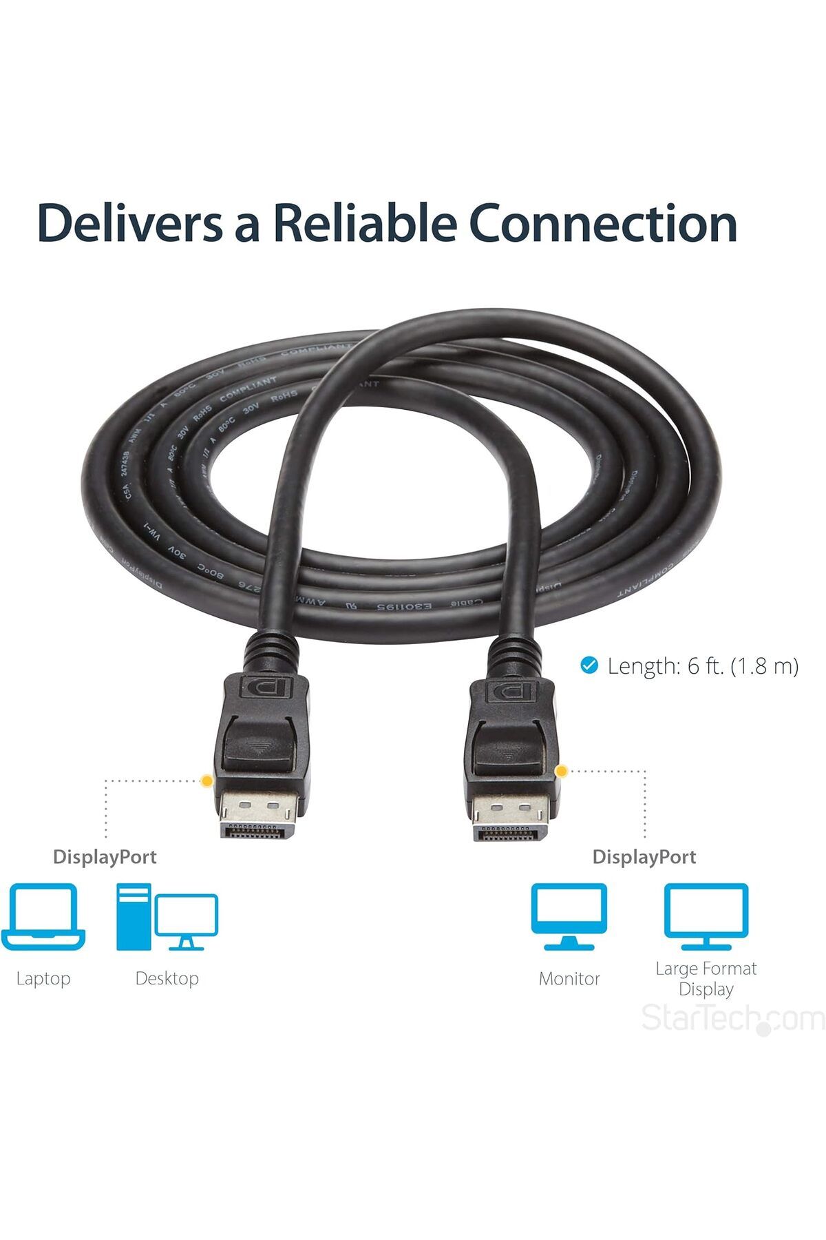 Generic-DP to DP DisplayPort 1.5 Cable with Latch – 1.5 Meters, Black 9