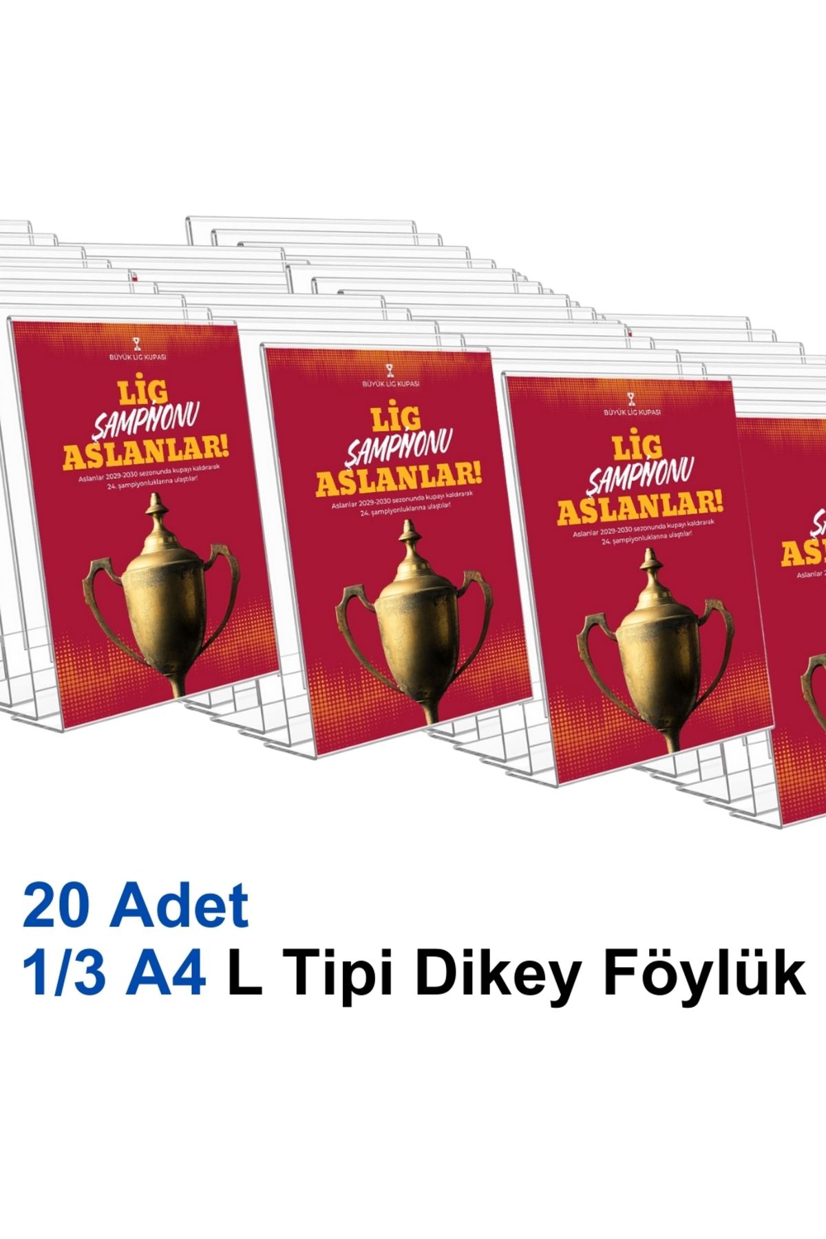 Karlobi 1/3 A4 L Tipi Dikey Föylük - 20 Adet | Şeffaf Föylük | - | Pleksi Dosya |