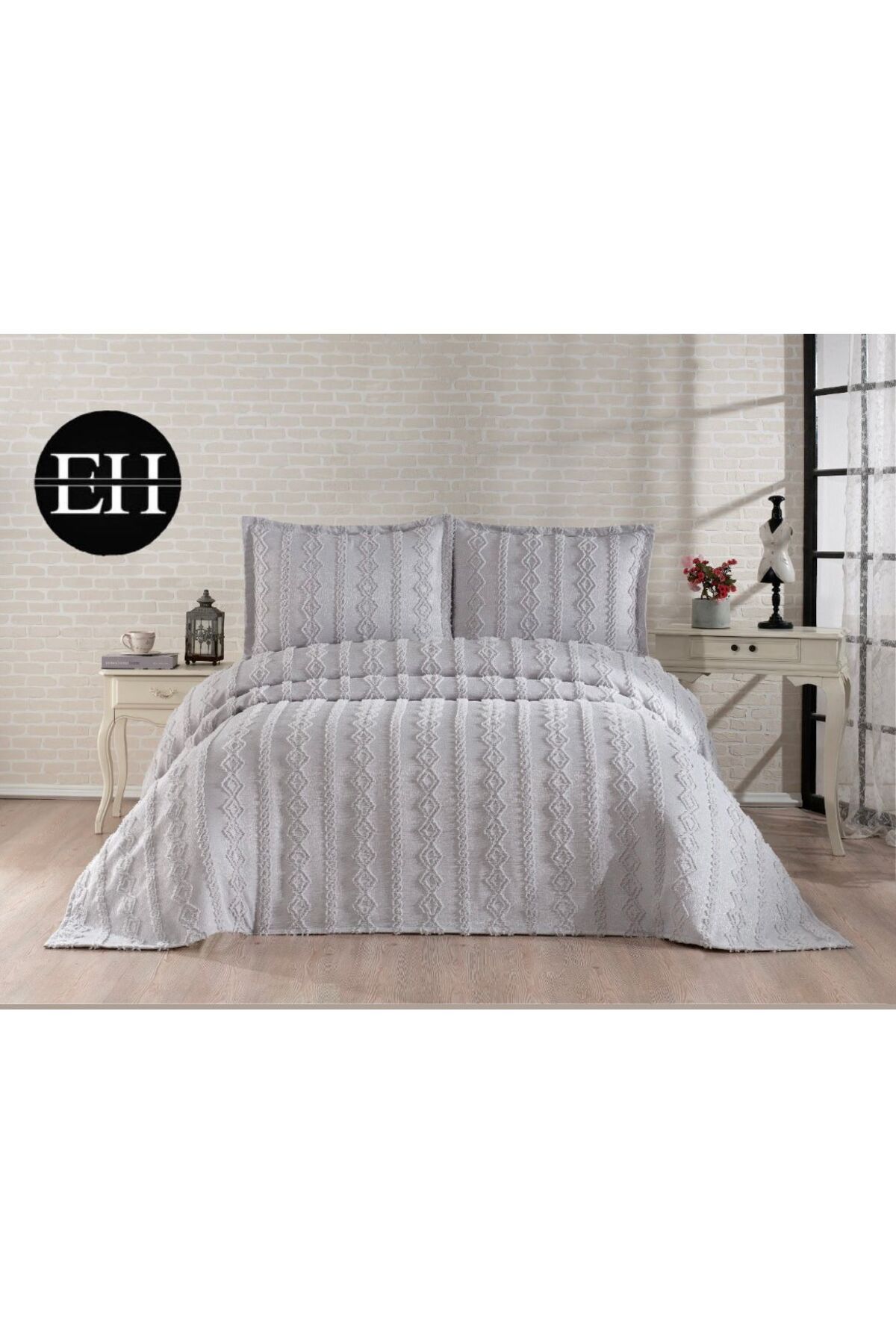 Elvira Home Collection Eh Çİft Kişilik 3 Parça İskandinav Yatak Örtüsü Seti-Yatak Örtüsü Takımı-Pike Takımı Günlük Çeyizlik