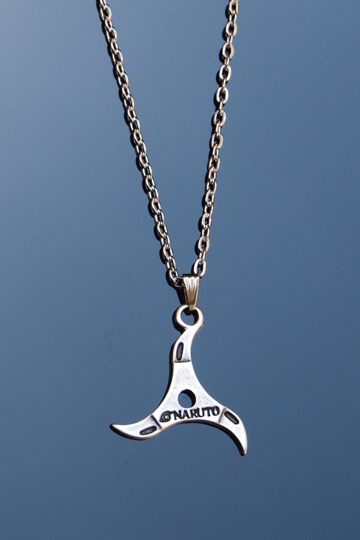 Rua Jewelry Naruto Anime Shuriken Konoha Kolye - Antik Gümüş Kaplama Klasik Zincirli
