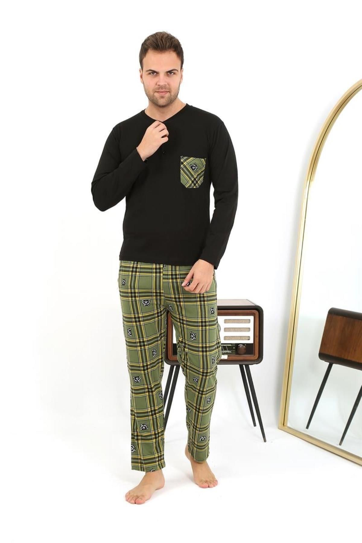 Celira Erkek Uzun Kol Penye Siyah Pijama Takımı 6861