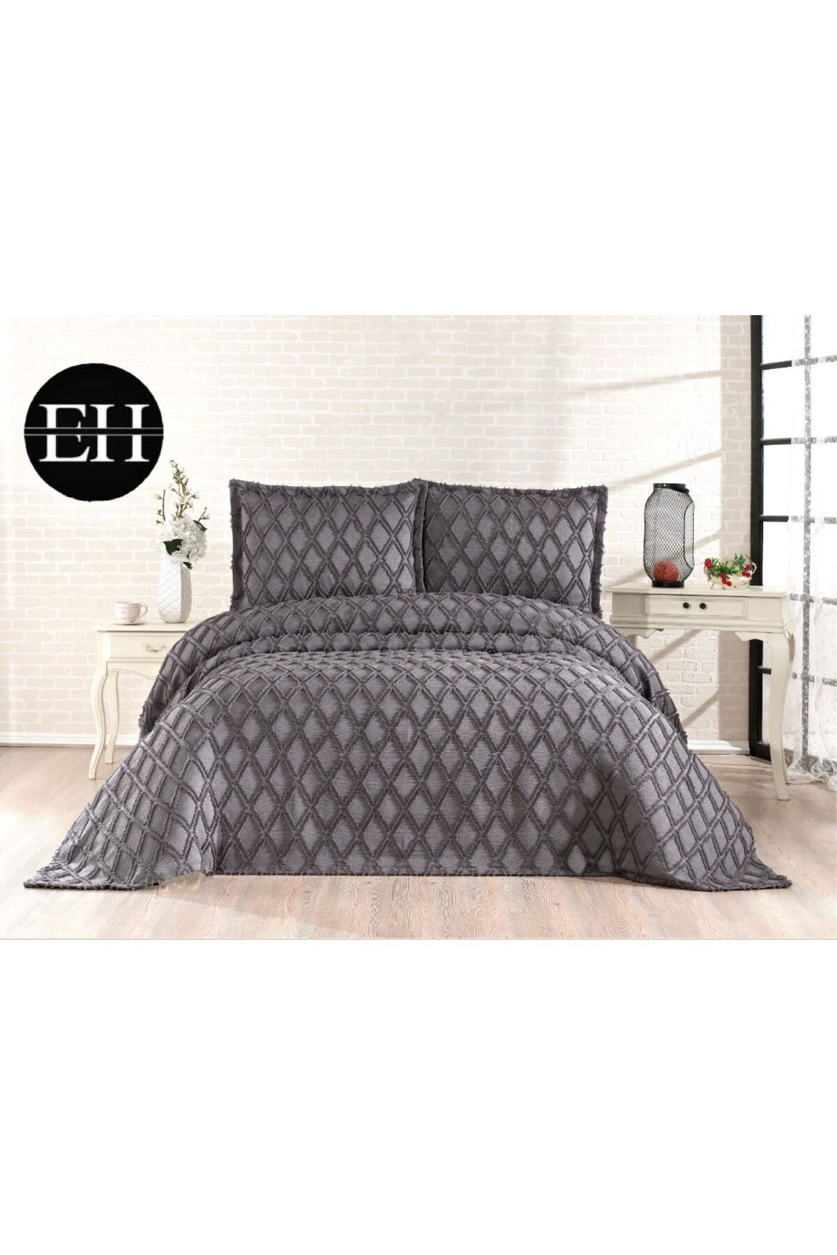 Elvira Home Collection Eh Çİft Kişilik 3 Parça İskandinav Yatak Örtüsü Seti-Yatak Örtüsü Takımı-Pike Takımı Günlük Çeyizlik