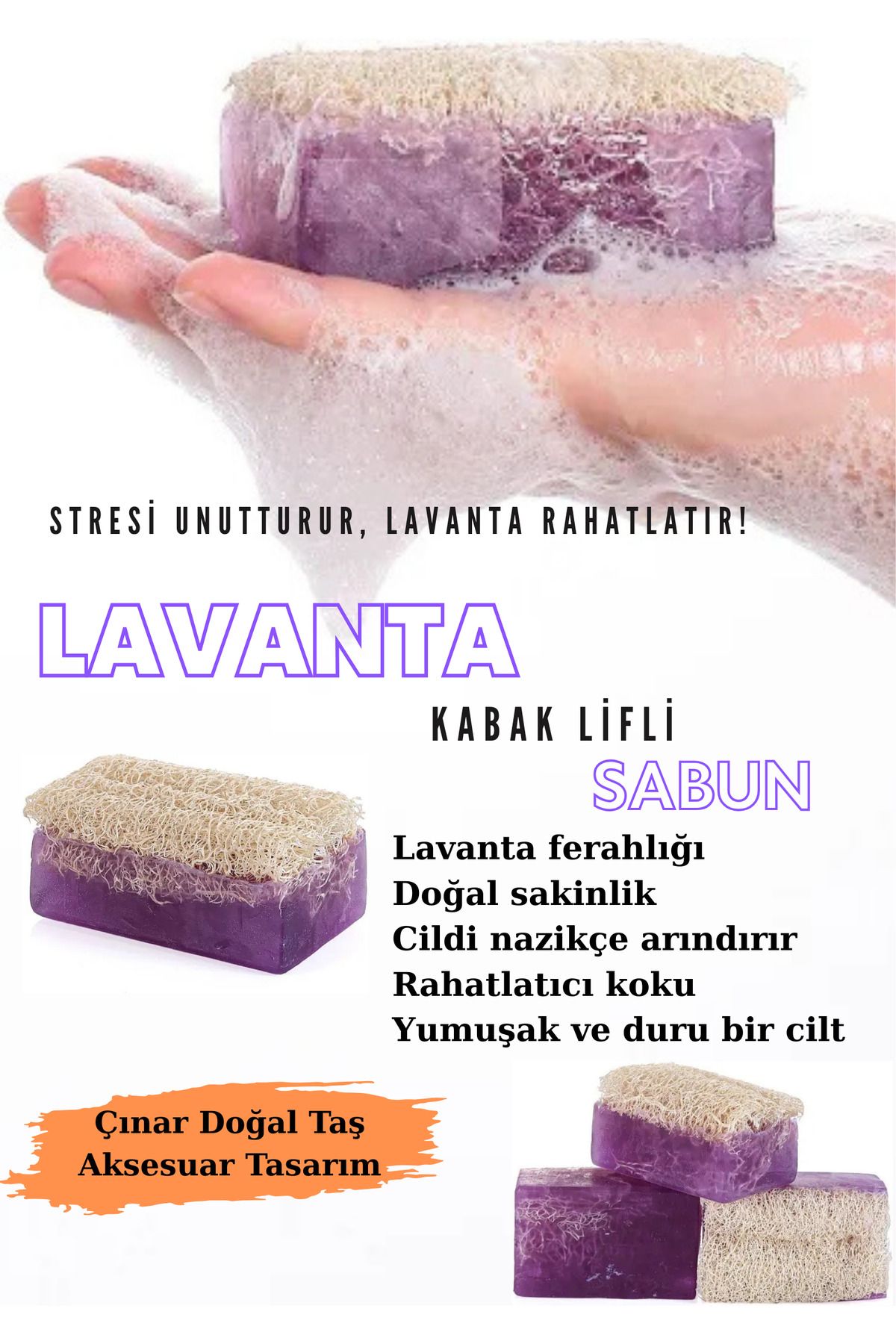 Doğal Tasarım Lavanta Kabak Lifli Sabun