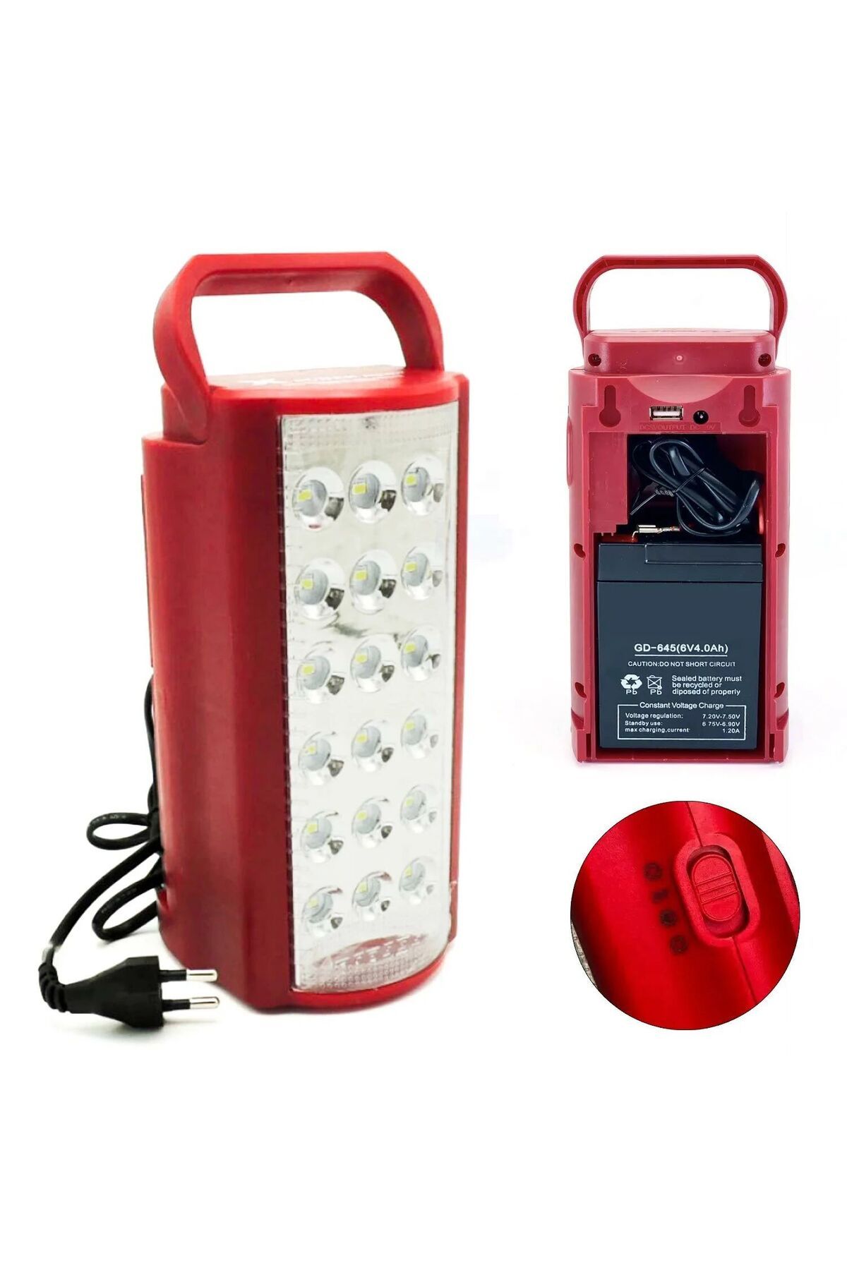 swilex 24 Led Şarjli Işıldak 3000 Mah Aydınlatma Kırmızı