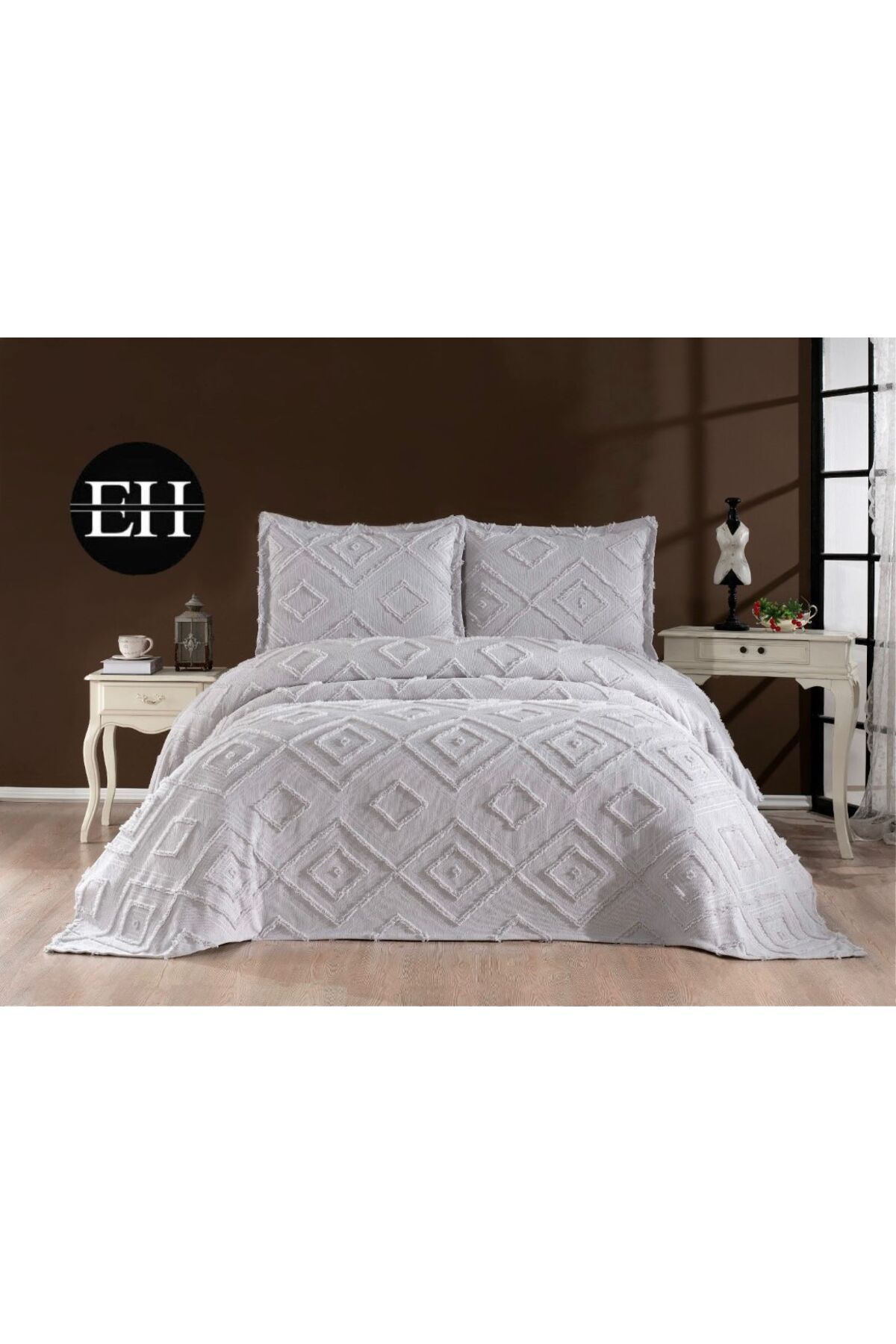 Elvira Home Collection Eh Çİft Kişilik 3 Parça İskandinav Yatak Örtüsü Seti-Yatak Örtüsü Takımı-Pike Takımı Günlük Çeyizlik