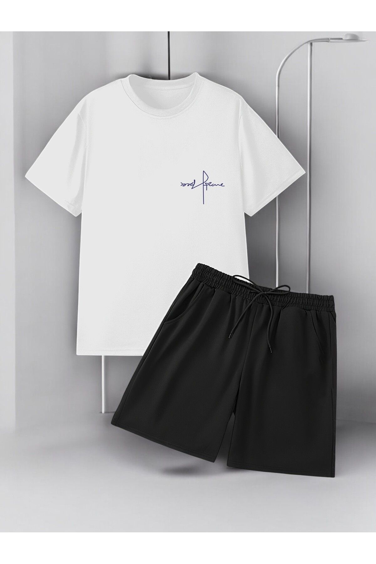 uyguntarz Unisex Cep İmza Tasarım Basklı Tshirt Şort Takımı