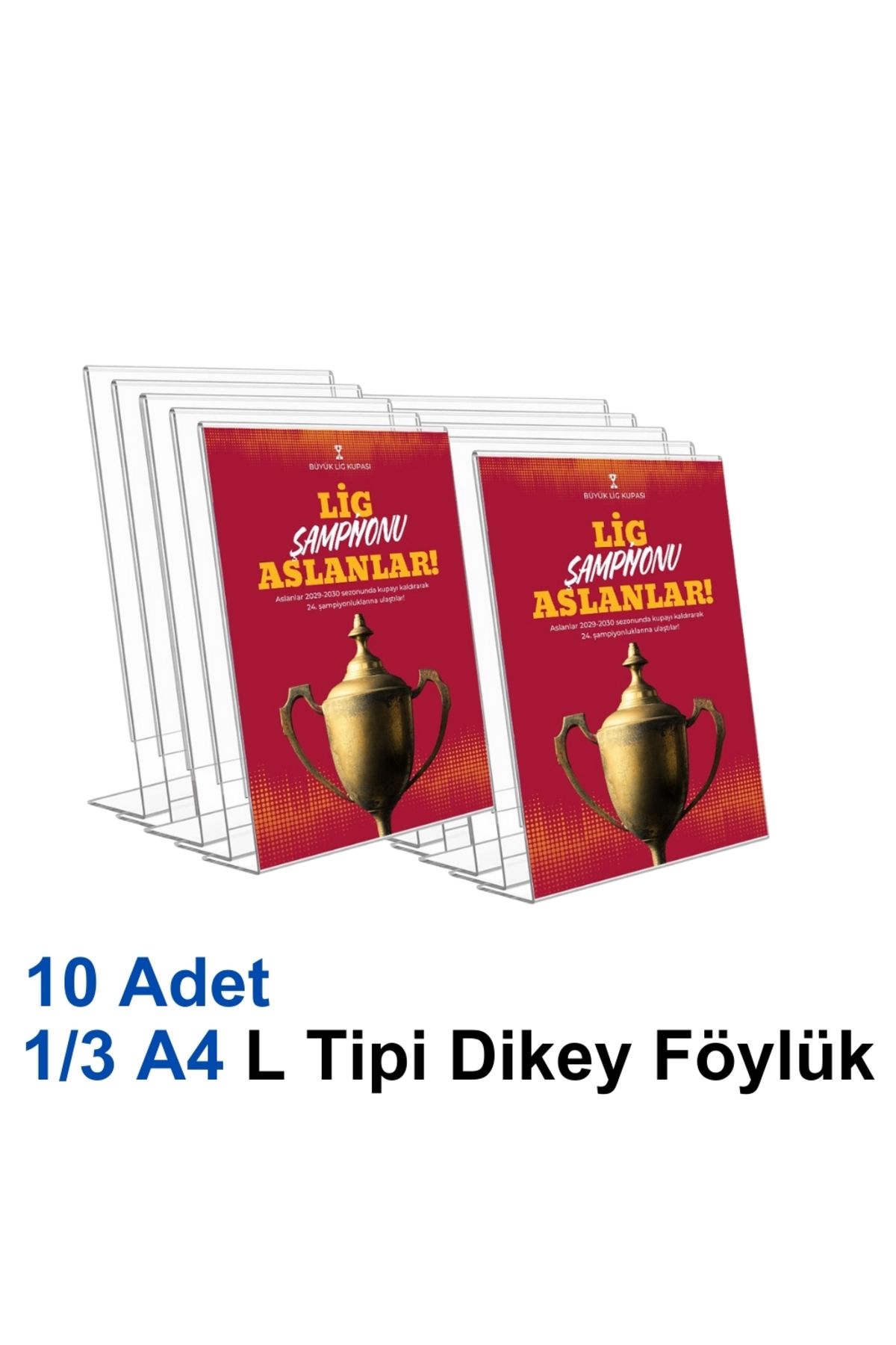 Karlobi 1/3 A4 L Tipi Dikey Föylük - 10 Adet | Şeffaf Föylük | - | Pleksi Dosya |