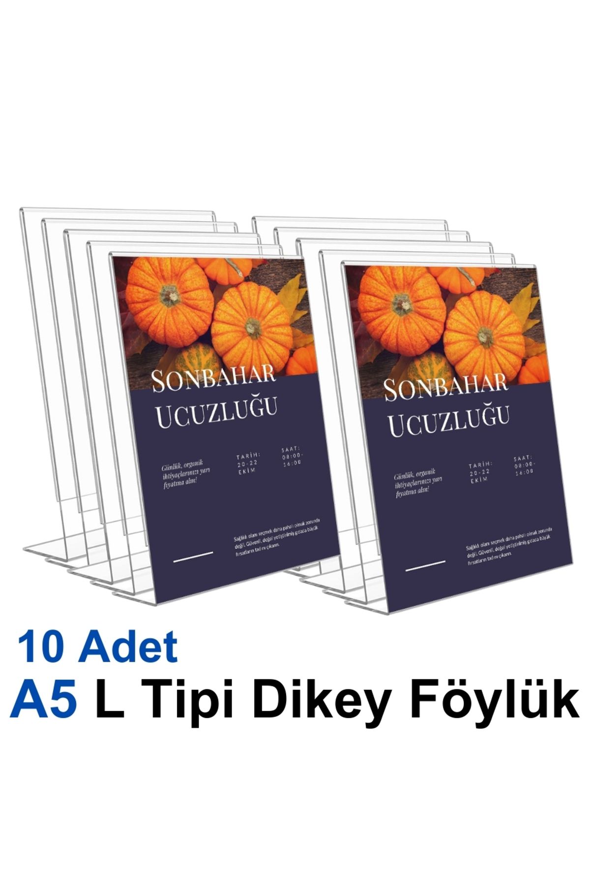 Karlobi A5 L Tipi Dikey Föylük - 10 Adet | Şeffaf Föylük | - | Pleksi Dosya |