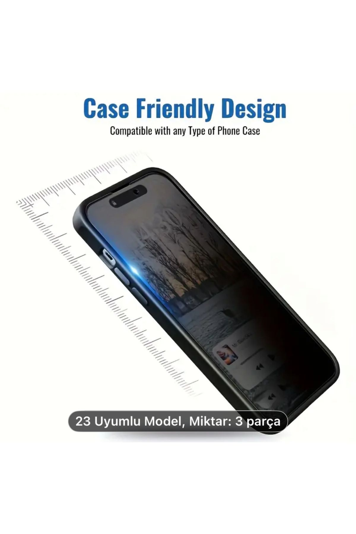 Store (3'Lİ HAYALET) Iphone 15 Uyumlu Hayalet Tam Kaplayan Cam Ekran Koruyucu