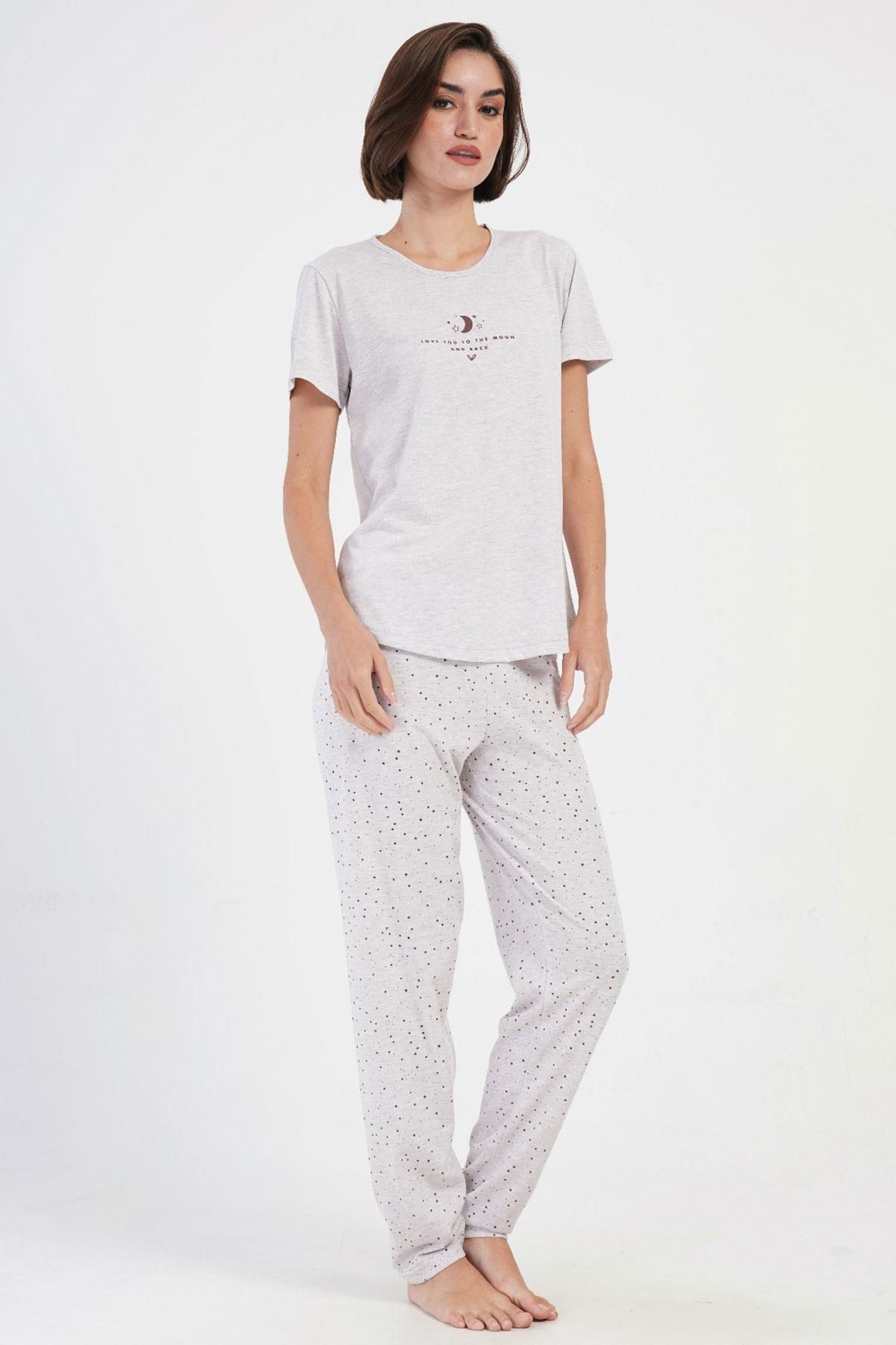 VİENETTA Kadın Kısa Kol Bej Pijama Takımı C8T2N2O304