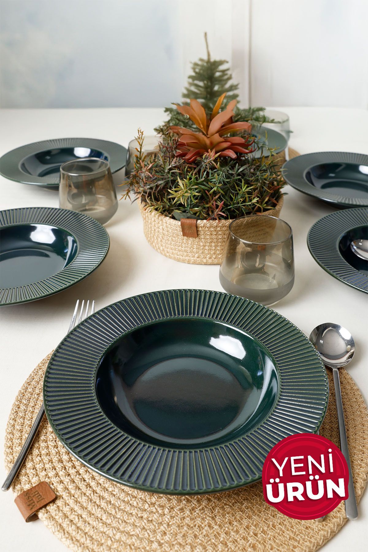 Keramika Zümrüt Myra Yemek Tabağı 24 Cm 6 Adet
