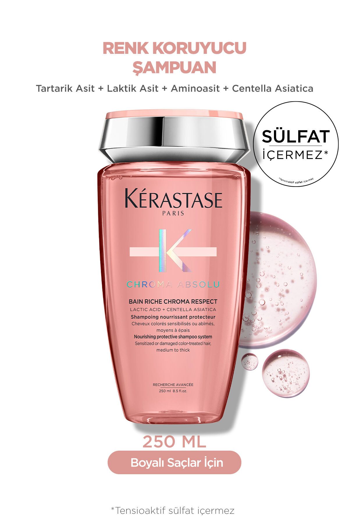Kerastase Chroma Absolu Bain ChromaSaçta Renk Yoğunluğunu Koruyan Sülfatsız Şampuan 250ml