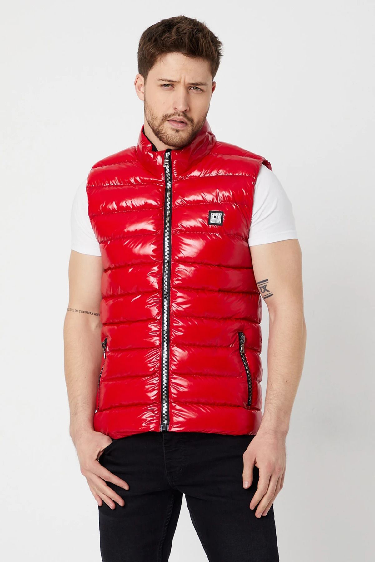 OHEPMODA Slim Fit Erkek Parlak Şişme Yelek