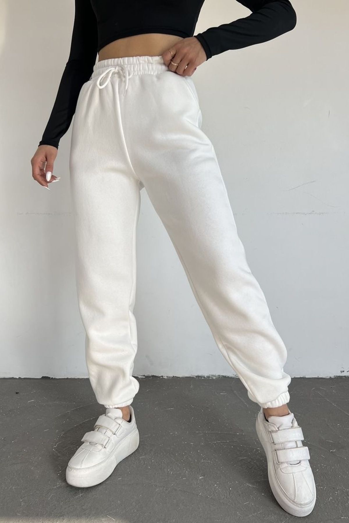 UYN SPORT Unisex Beyaz Jogger Paça Eşofman Altı