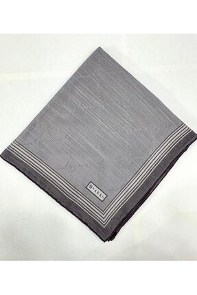 Vakko Monogram Pamuk İpek Bordürlü Eşarp 41588-Gri
