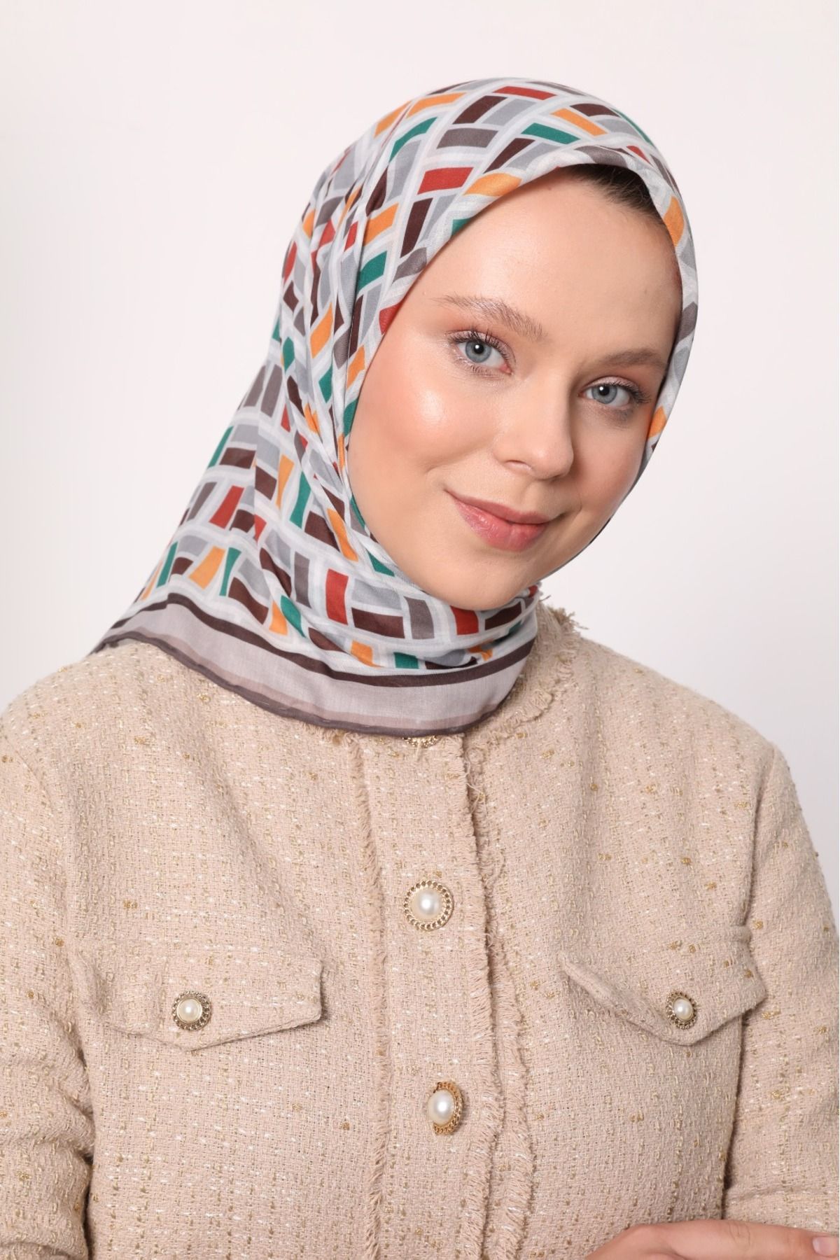 Levidor Geometrik Desen Hafif Cotton Pamuk Eşarp