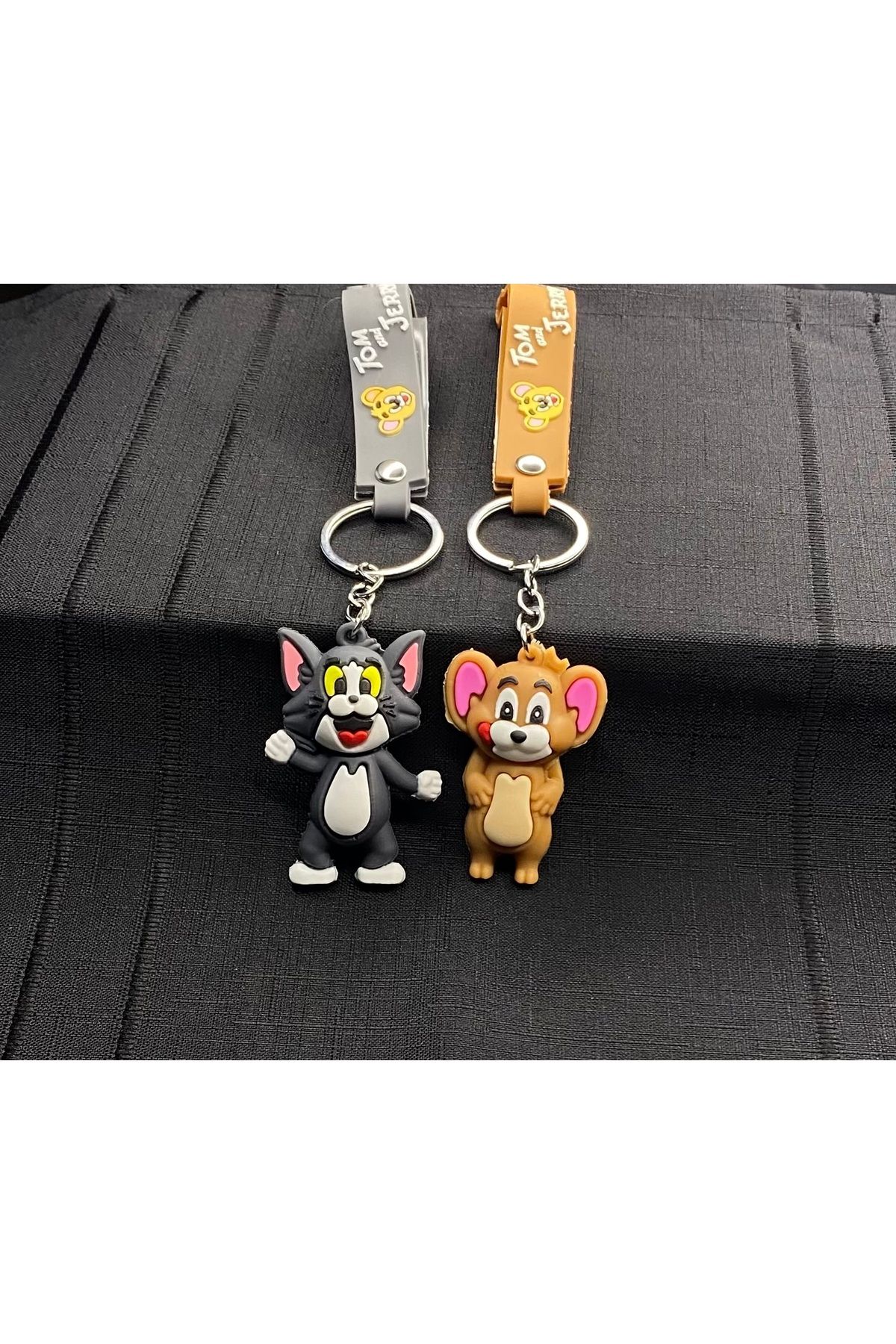 GLOWVİA AKSESUAR TOM VE JERRY 3D SİLİKON SEVGİLİ ANAHTARLIK, HEDİYELİK, ÇANTA AKSESUARI