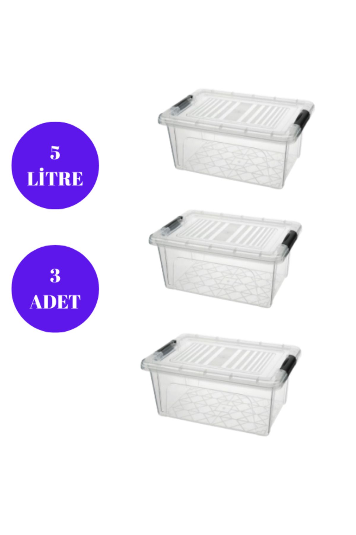 Loremp Kilitli Saklama Kutusu 3 ADET Oyuncak Kutusu Saklama Kabı 5 LT 30x20x13