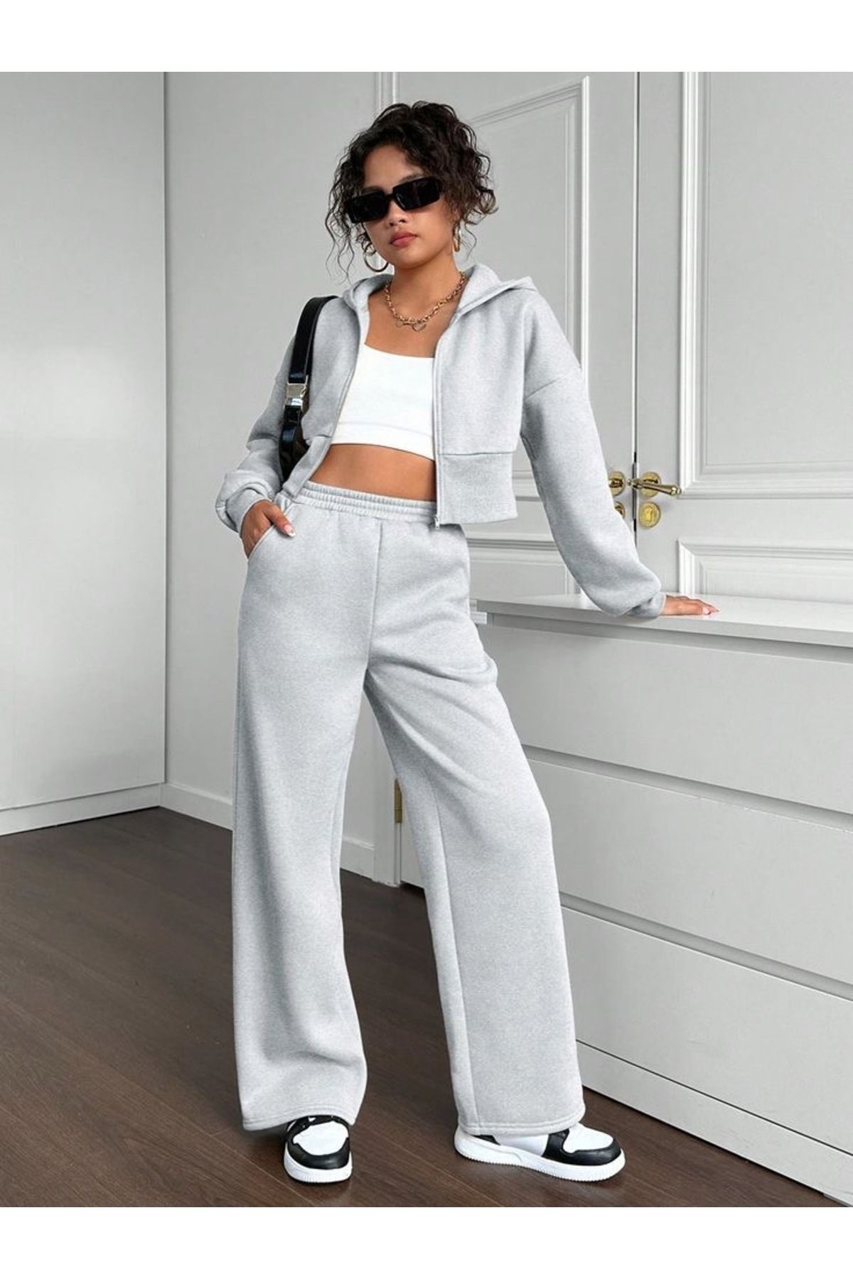UYN SPORT Düz Paça Gri Eşofman Altı Pamuk Polyester