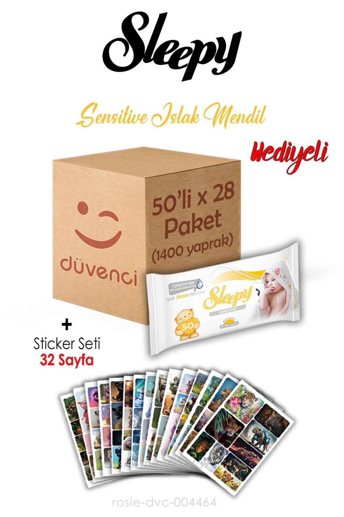 Sleepy Sensitive Sleepy Islak Havlu 50x28 (1400 yaprak) ve Sticker Seti 32 Sayfa