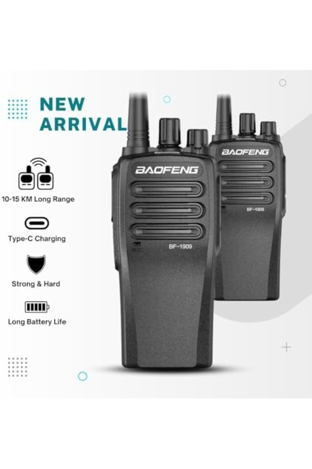 BAOFENG-(Pack of 2) Premium 15-20 Km Long Range UHF Decoding 16-Channel Handheld Two Way Walkie Talkie 1