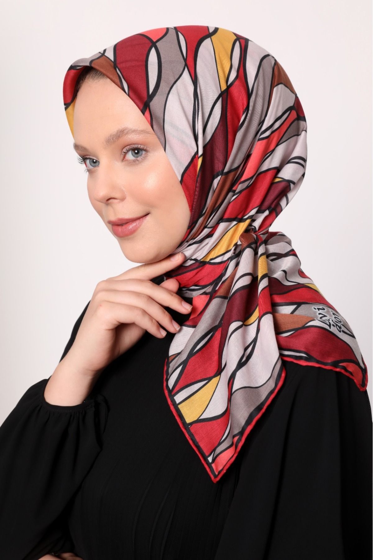 Levidor Geometrik Sarmal Desen Hafif Cotton Pamuk Eşarp