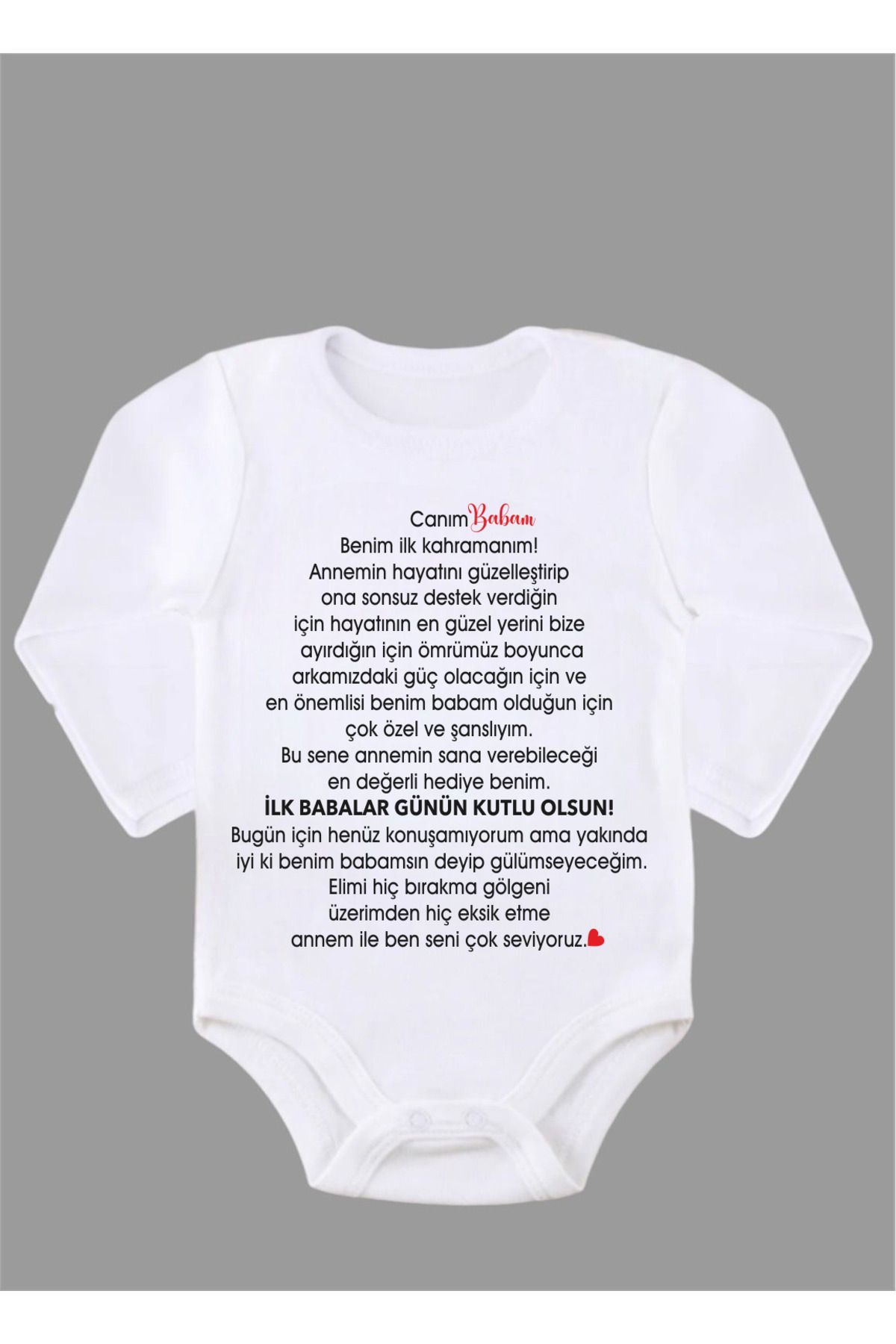 Outdoor One Organik %100 Pamuk İlk Babalar Günü Baskılı Bebek Body Uzun Kollu