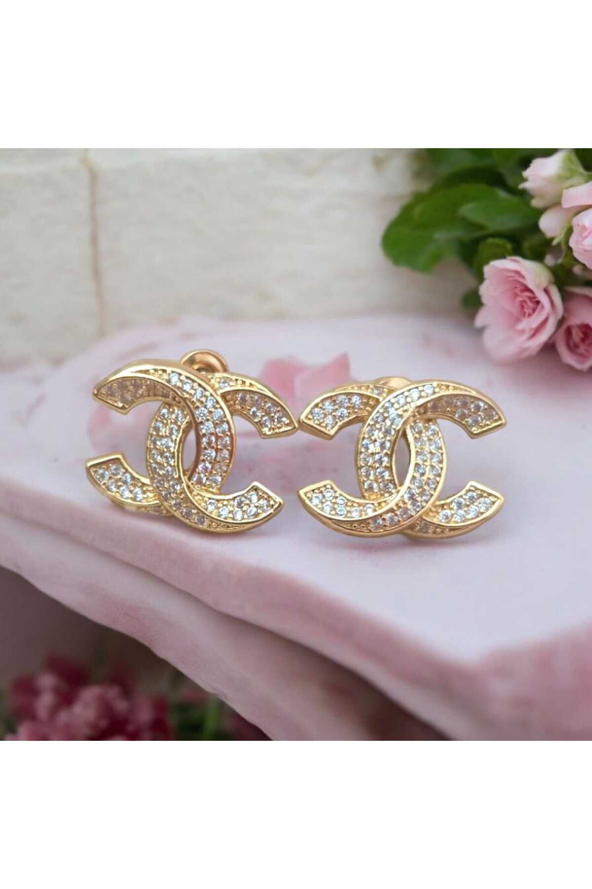 feyza collection Zirkon Taşlı CC VIP Çelik Küpe