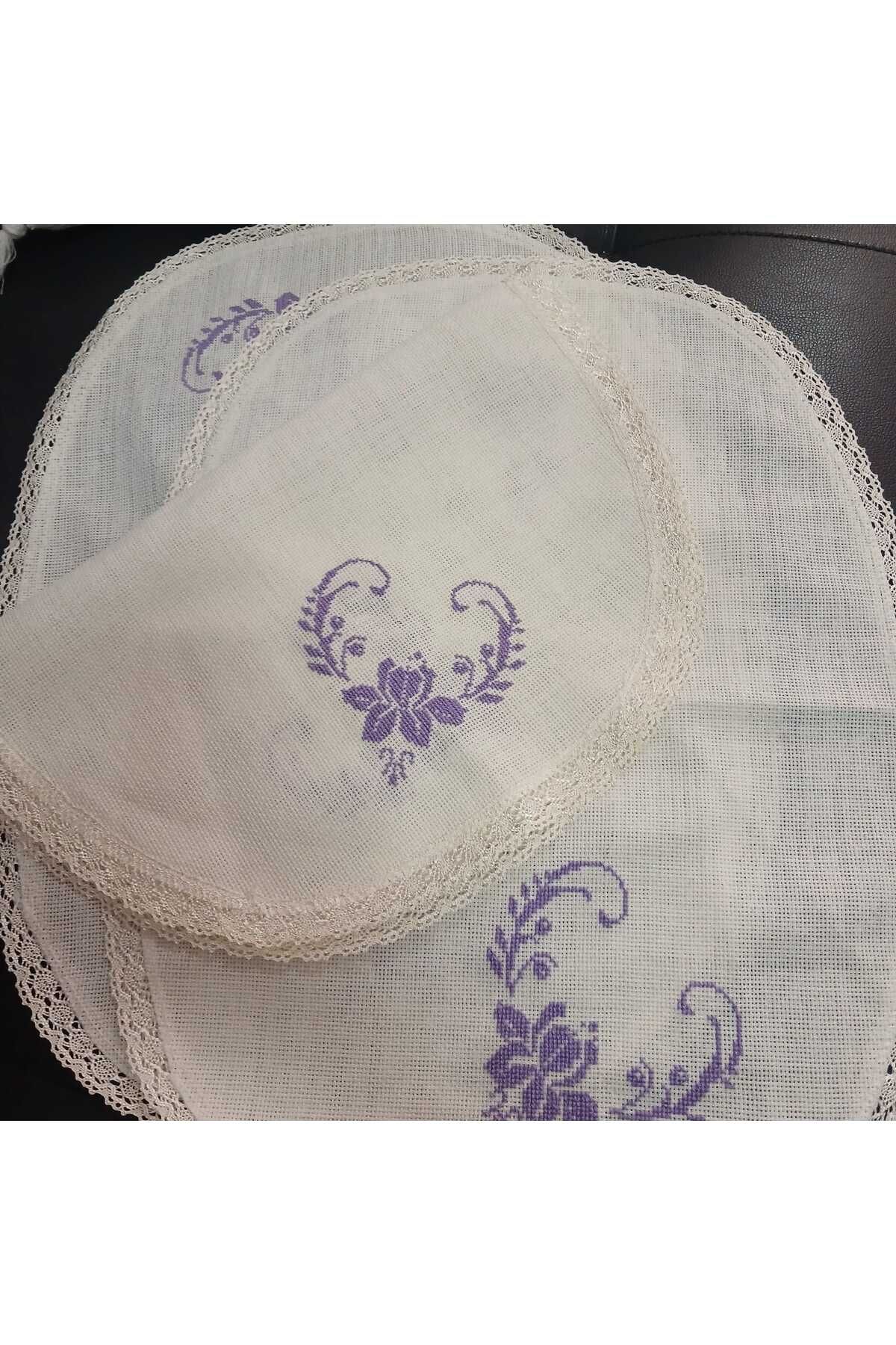 Vinezza Home Collection EL EMEĞİ Etamin İşleme Yatak Odası 3 Parça Sehpa Örtüsü, Çeyiz, Masa Örtüsü