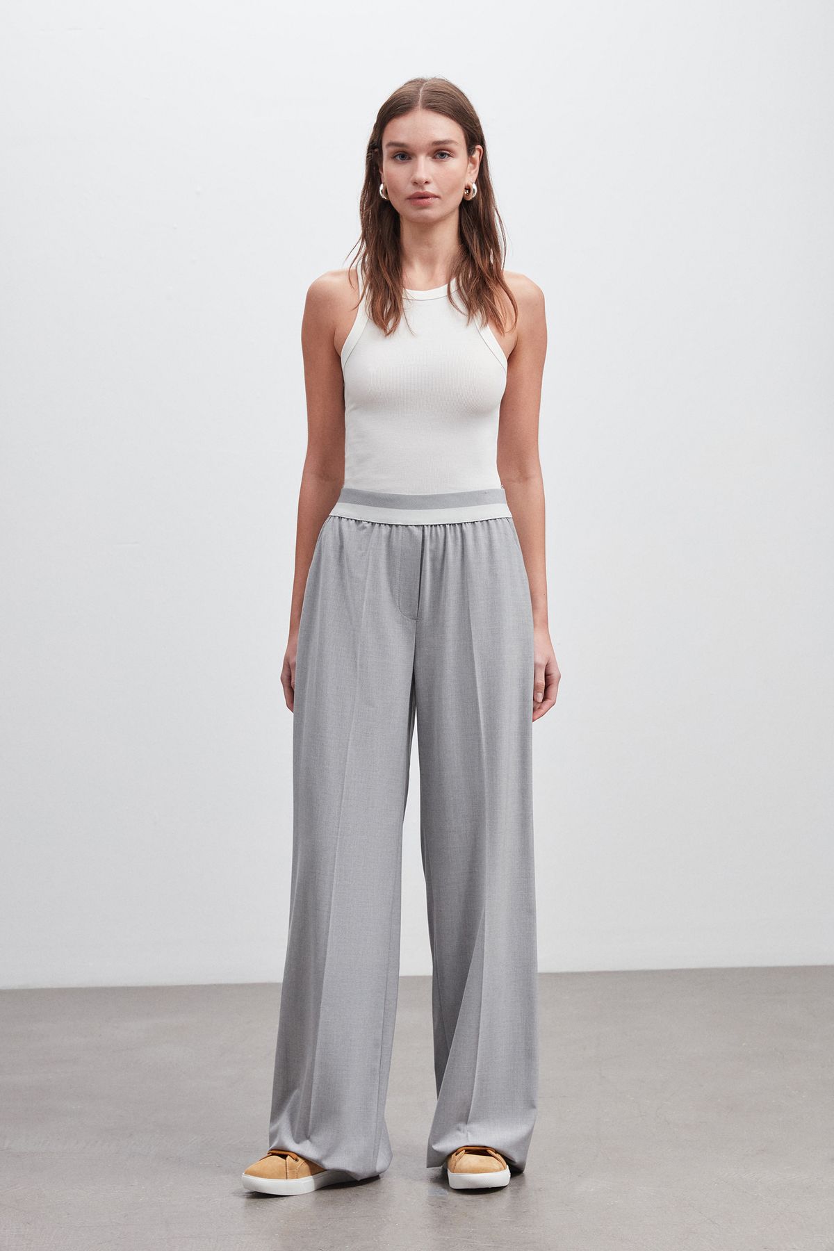 Shn BEL LASTİK AKSESUARLI WIDE LEG PANTOLON