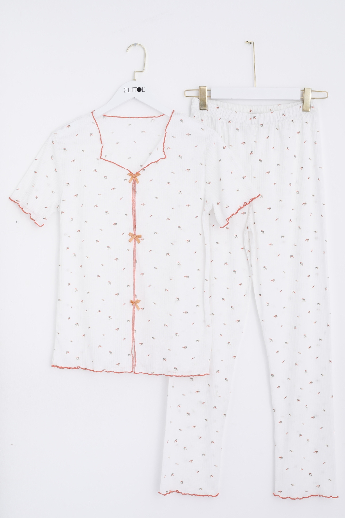 Raporlu Viskon Kurdeleli Pijama Takımı