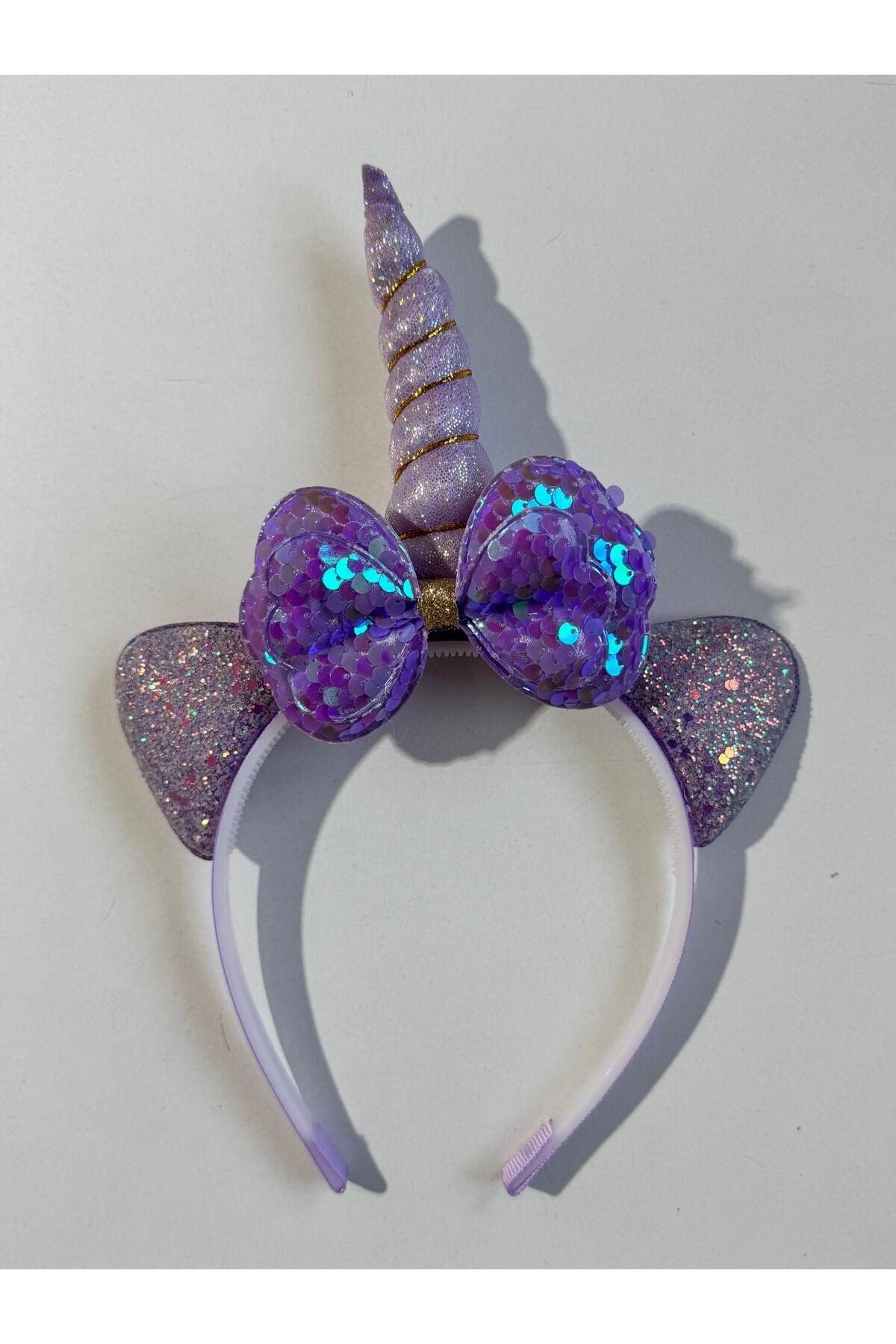 Motebarn Wear Kız Çocuk Unicorn kurdaleli Taç Mor
