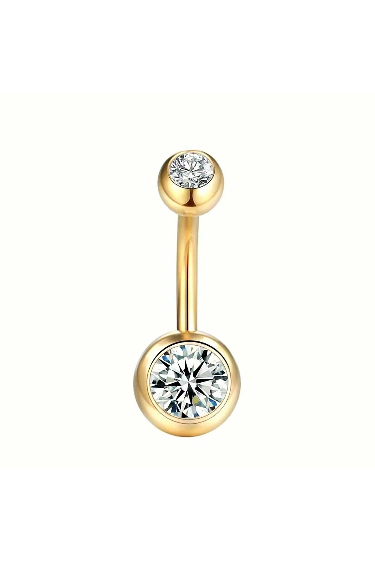 Janset F136 Titanyum Zirkon Taşlı Göbek Piercing - Titanyum Göbek Piercing