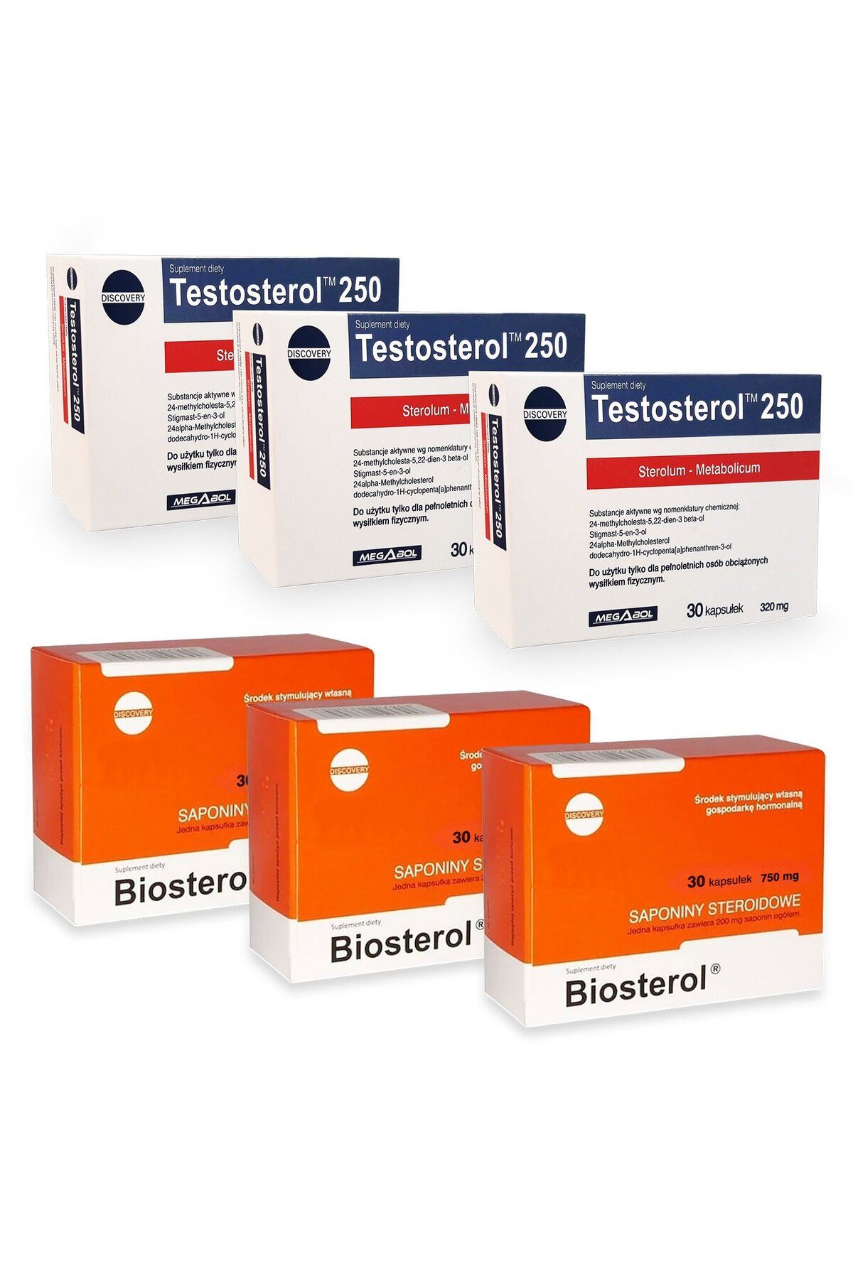megabol Pachet Biosterol, 3 Buc Plus Testosterol 3 Buc - One Size