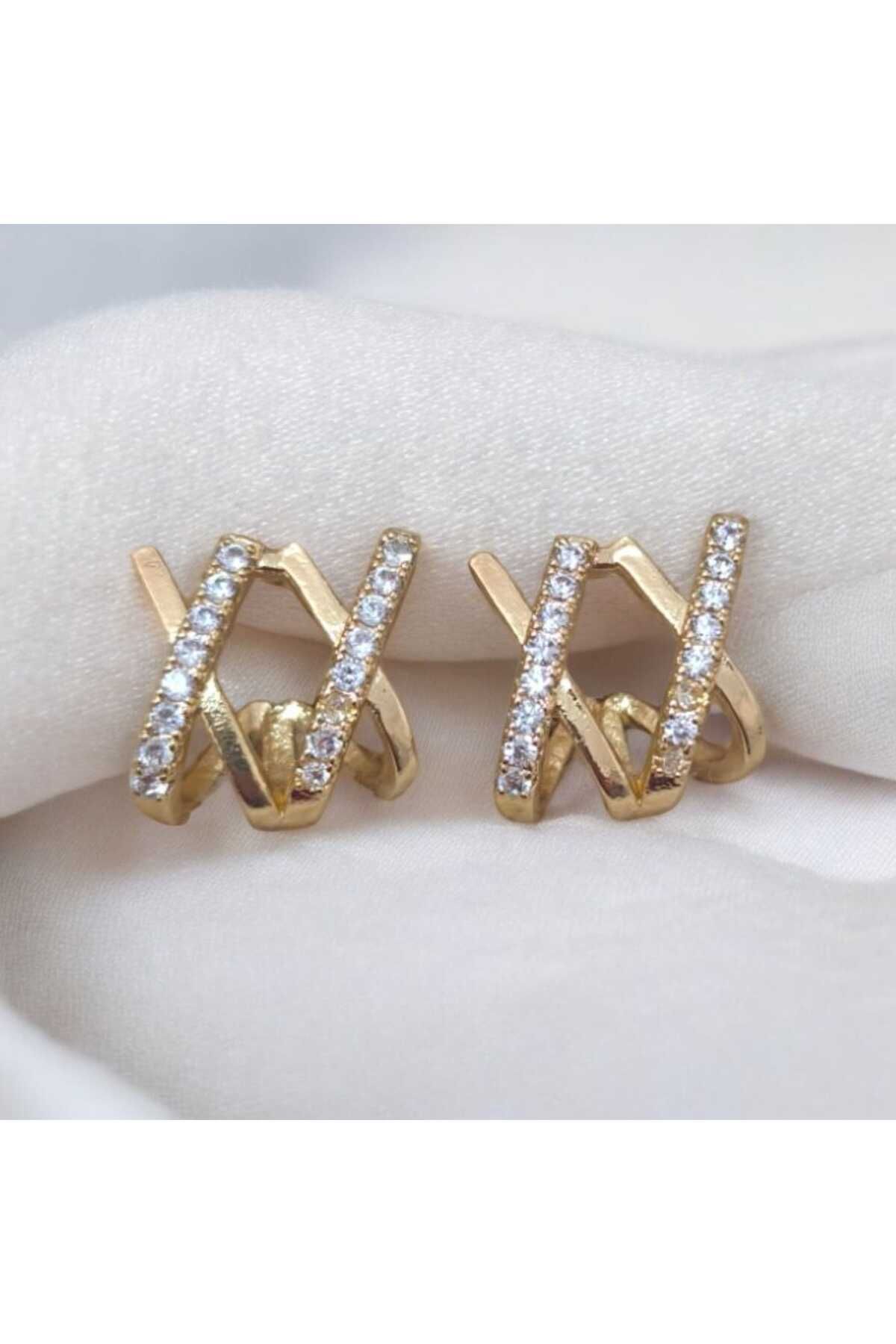 feyza collection Zirkon Taşlı XX VIP Çelik Küpe