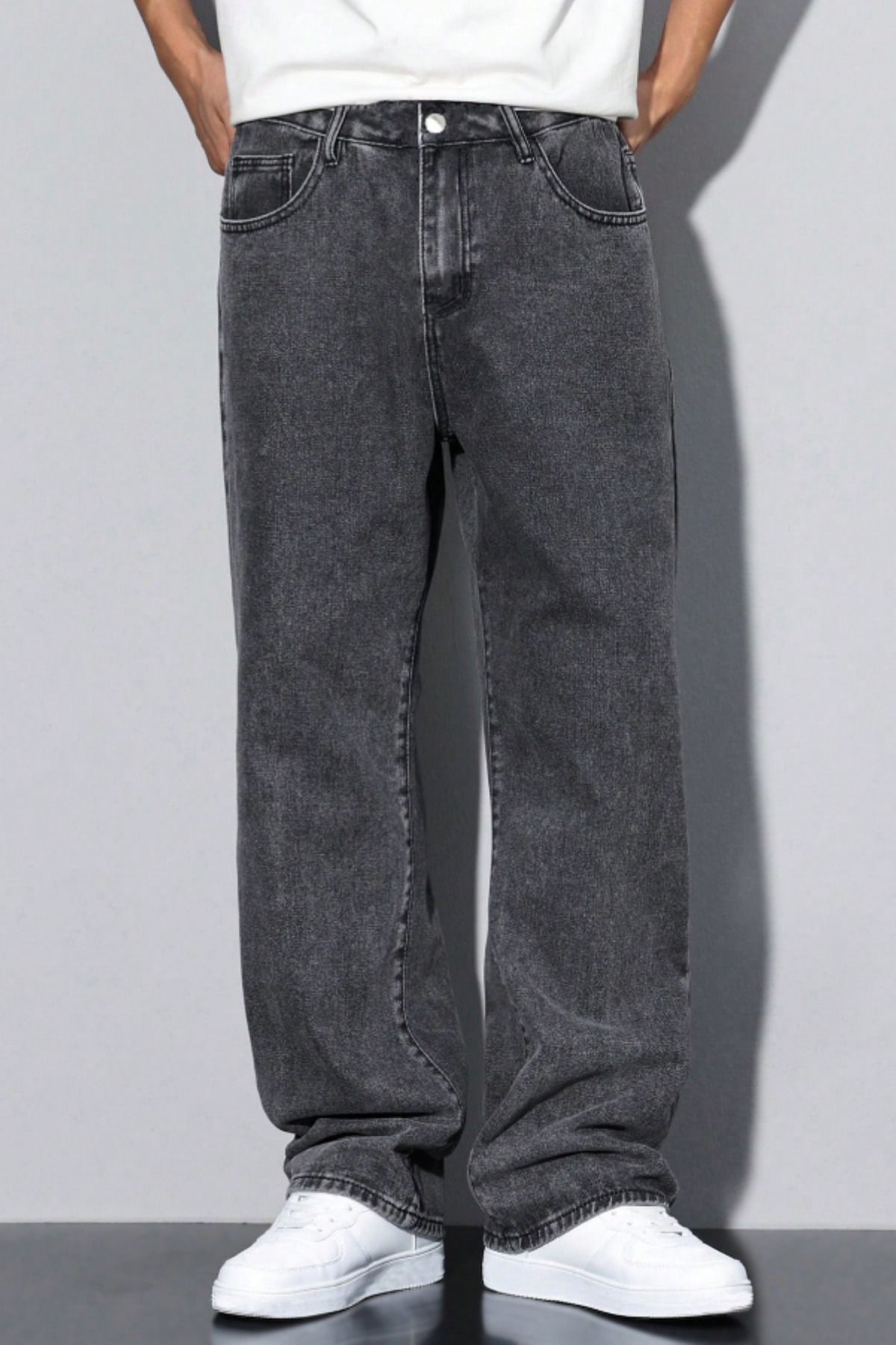 Tarz Cool Erkek Füme Rahat Kesim Baggy Pantolon
