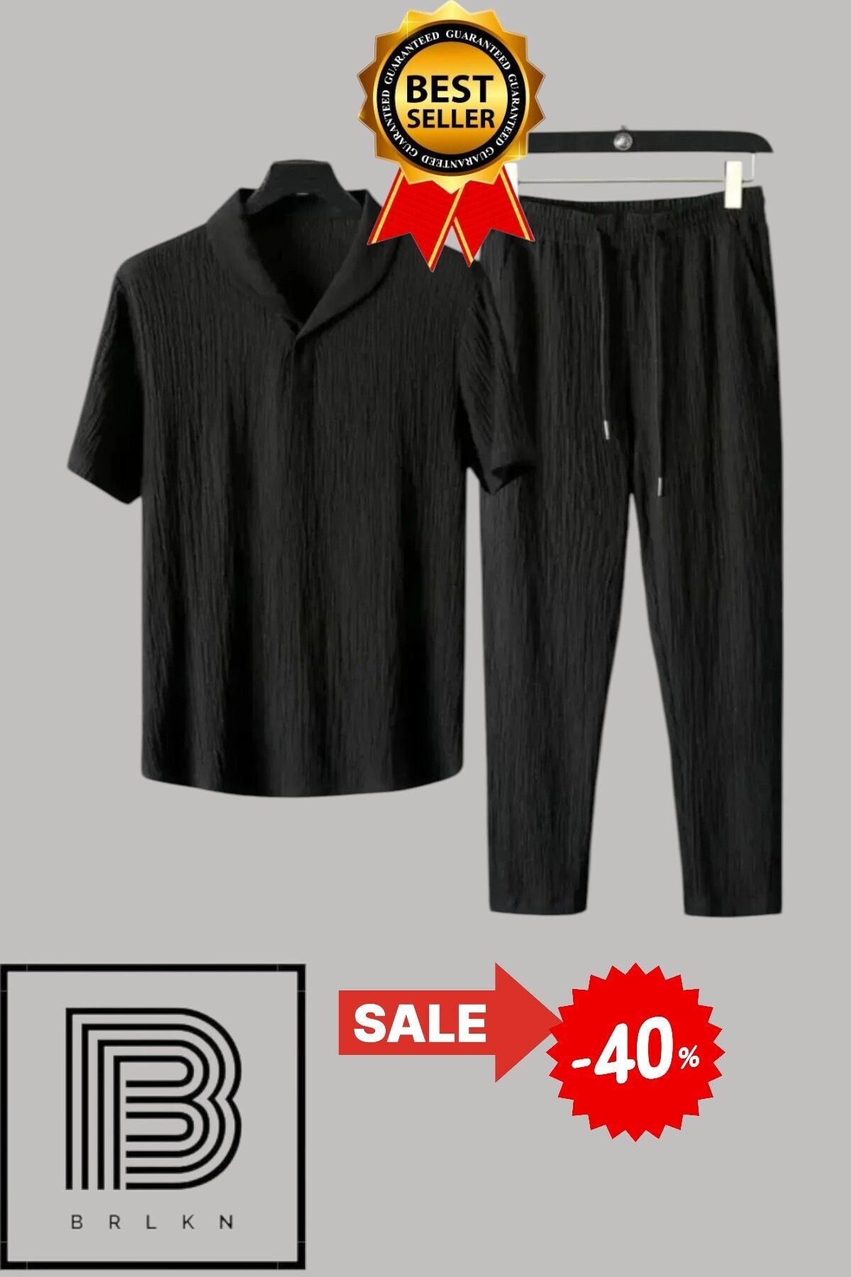 BRLKN Boyfriend Fit Gofre Kumaş Alaçatı Unisex Bürümcük Tişört Eşofman Takım