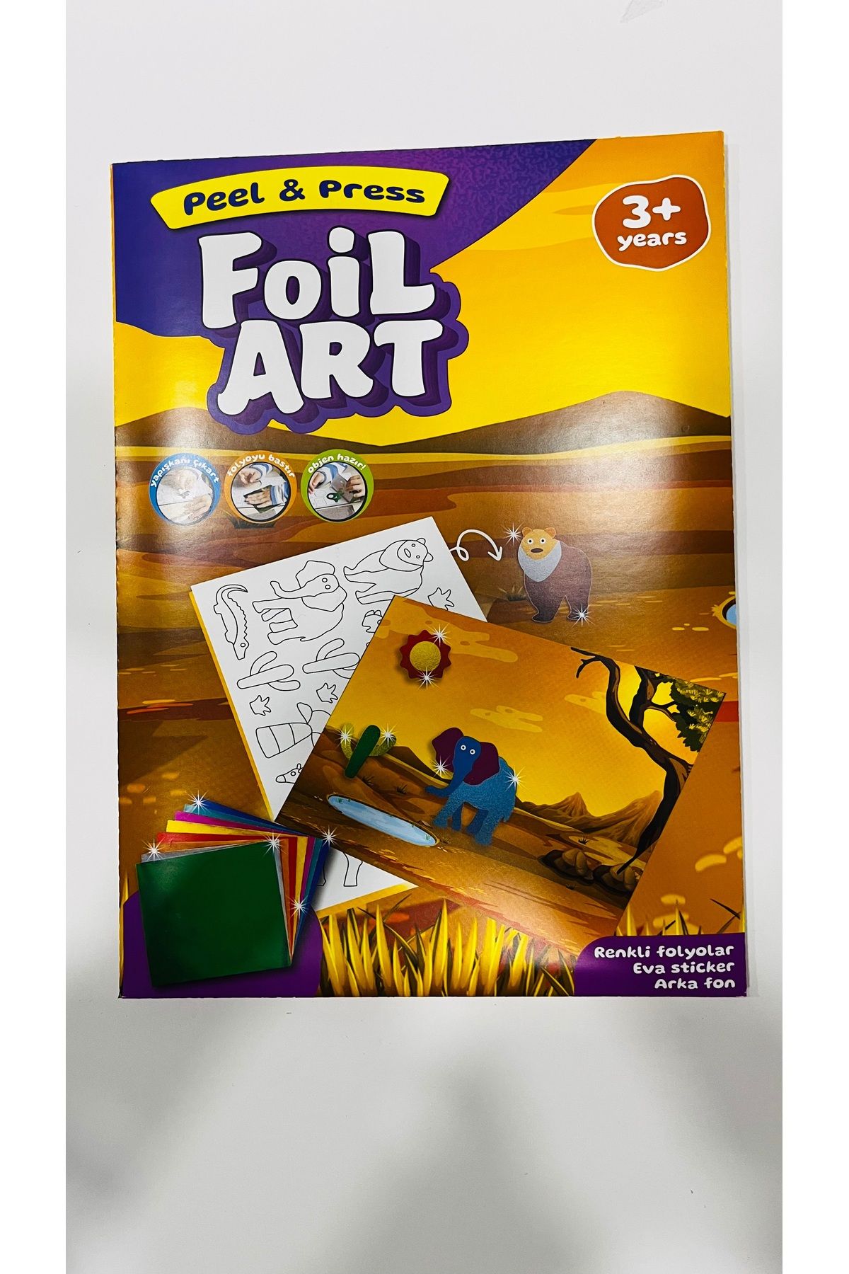 karinabest Foil Art Peel & Press Renkli Folyolar Eva Sticker Arka Fon 3+ Yaş Sarı Safari