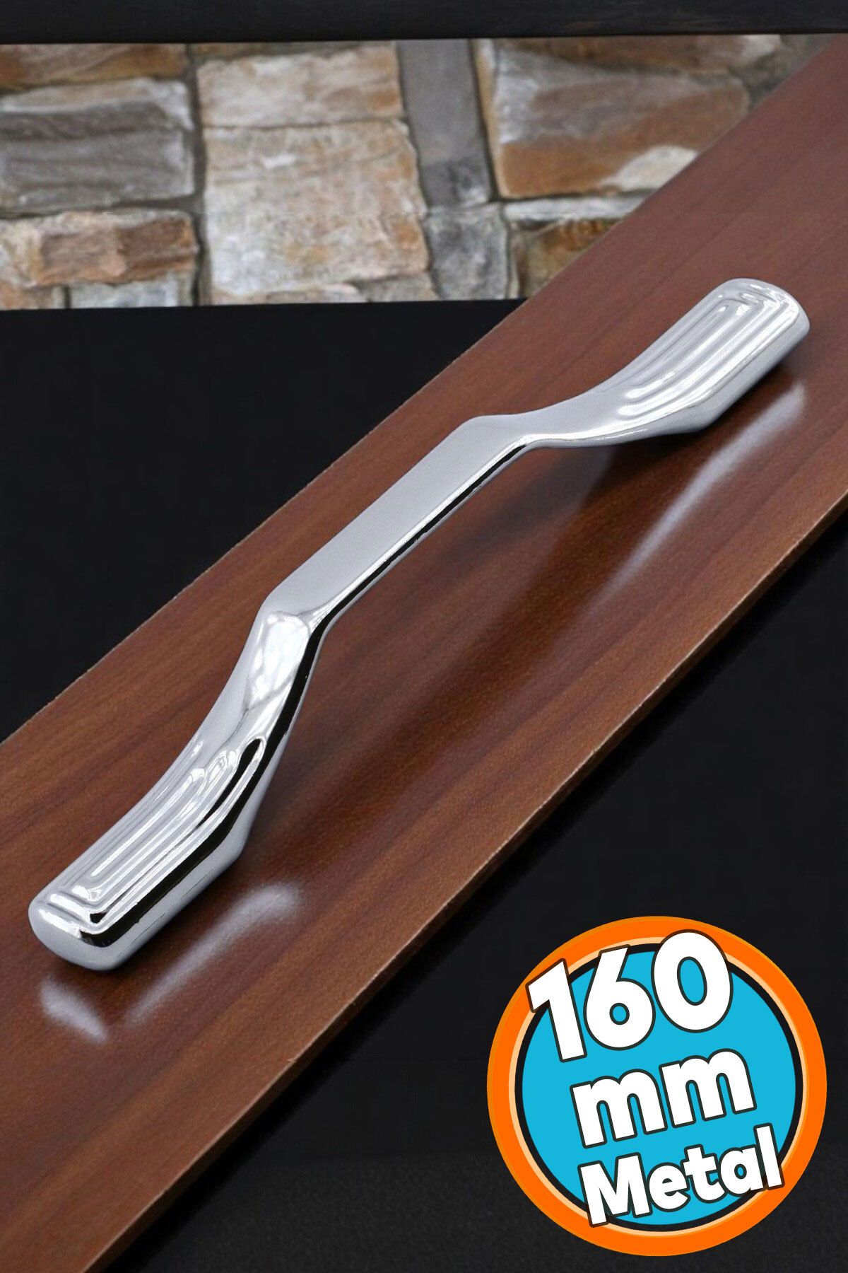 NZB Mobilya Mutfak Dolabı Çekmece Dolap Kulpları Kapak Kulpu Kulbu Krom Renk 160 mm Metal Kulp