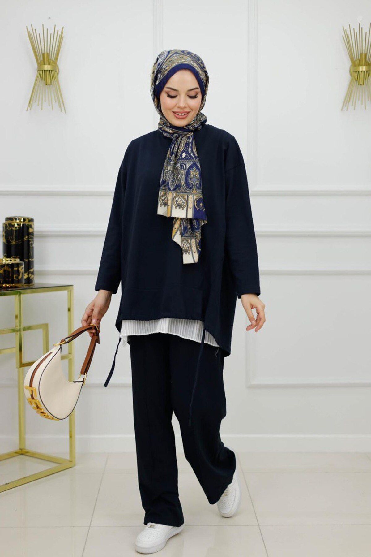 Enans Design Kadın Tesettür 2'Li Penye Takım Tunik & Pantolon