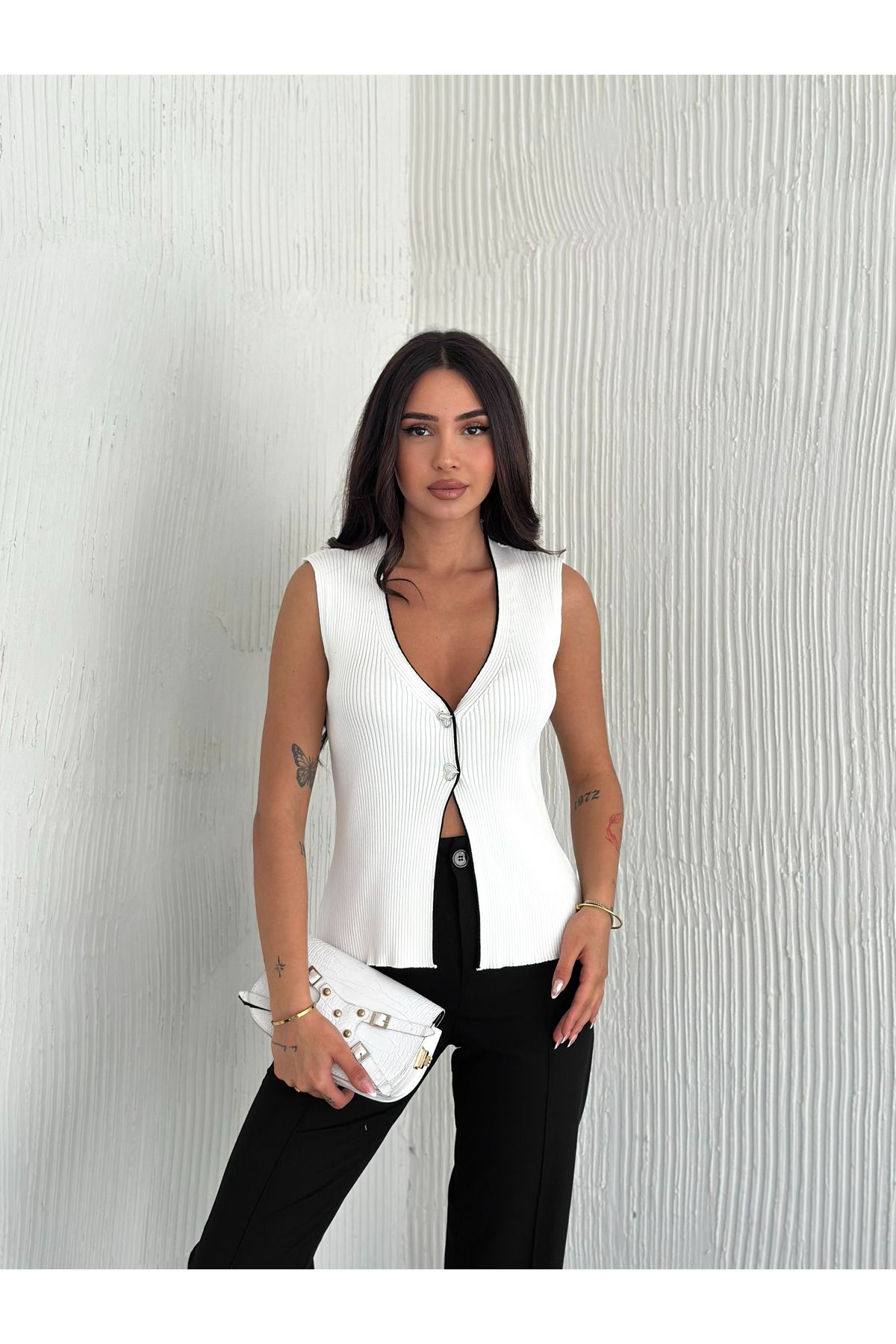 Fanori Woman KADIN KALP DÜĞMELİ TRİKO YELEK