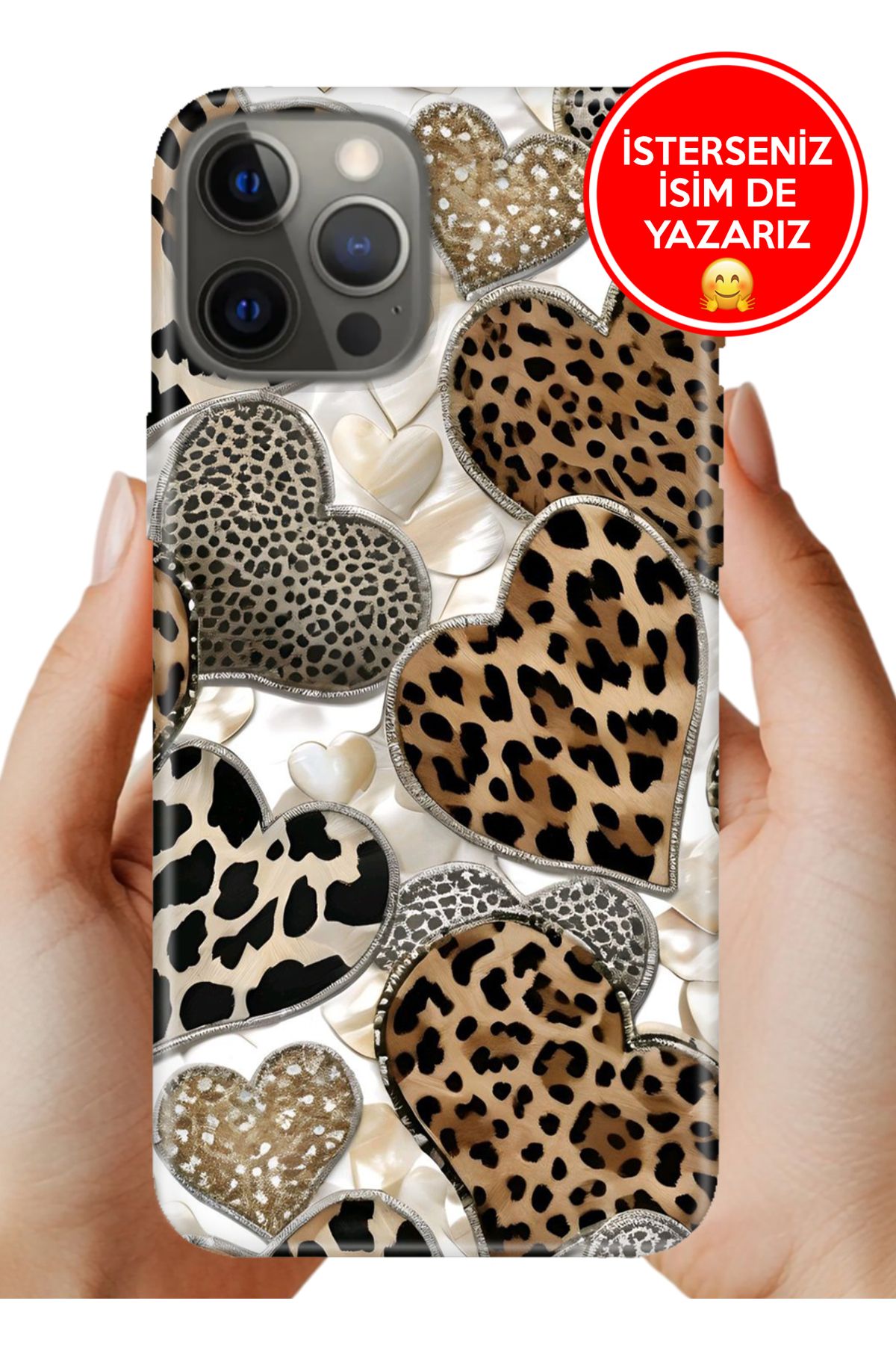 Cekuonline iPhone 12 Pro Max 6.7 5G Kılıf 0.35 mm Resimli Silikon Kalp90210