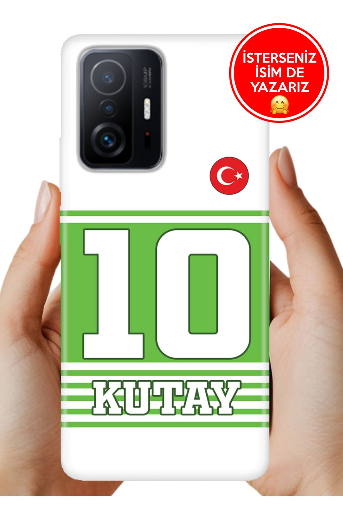 Cekuonline Xiaomi Mi 11T- 11T Pro Kılıf Kişiye Özel İsim Yazılı Forma Tasarım Silikon Yatay Çizgili