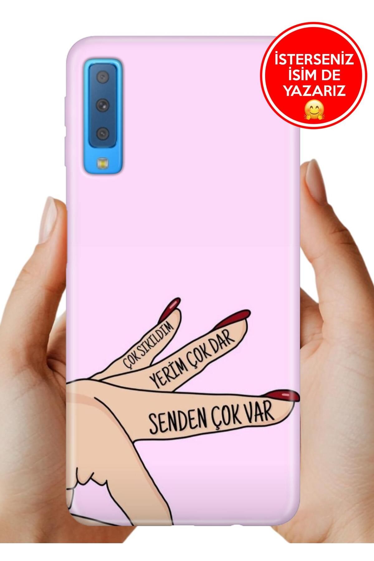 Cekuonline Samsung Galaxy A7 2018 Kılıf Tam Rubber Esnek Silikon Full Koruma Senden Çok Var