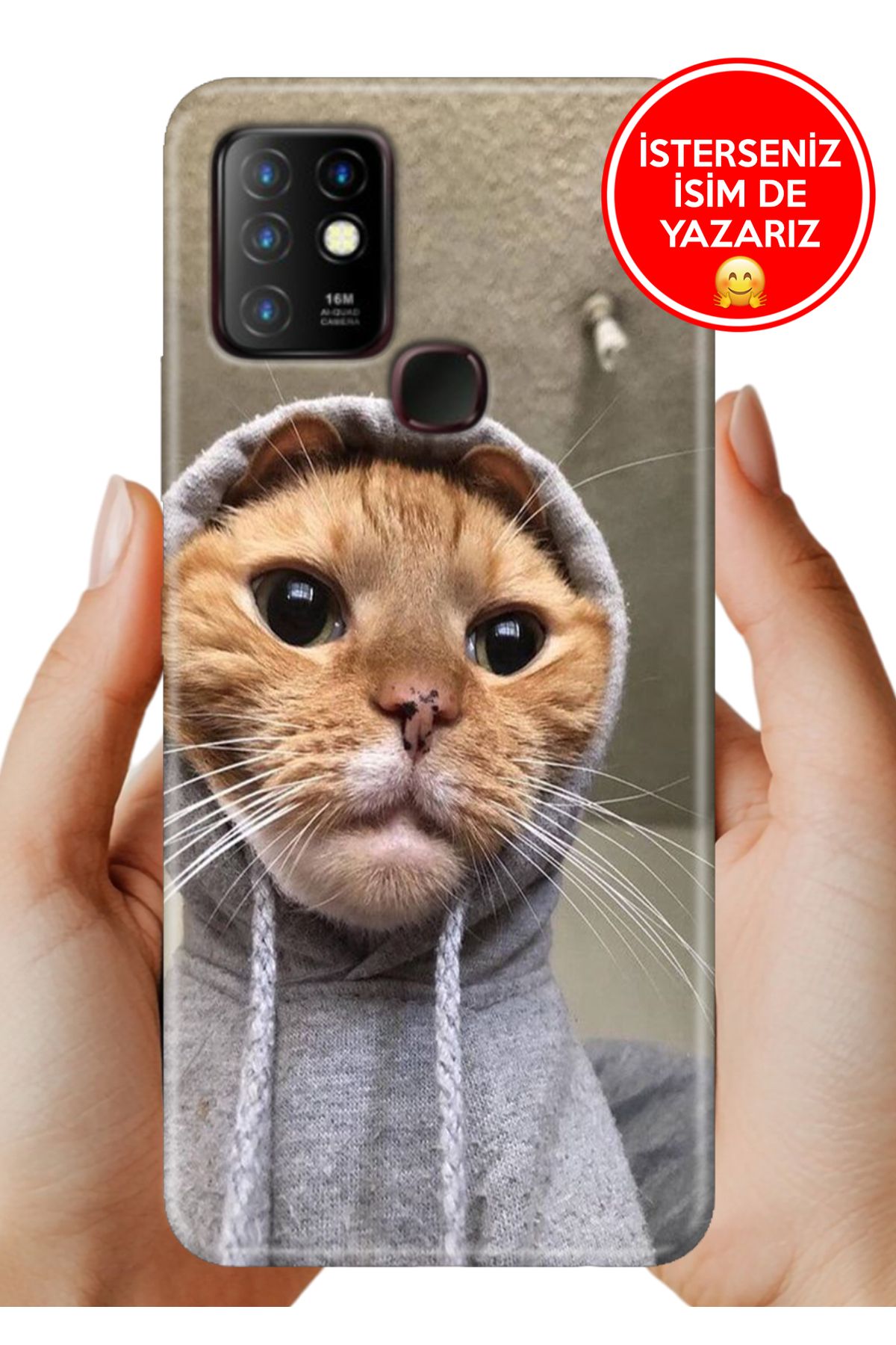 Cekuonline İnfinix Hot 10 Kılıf Tam Rubber Esnek Silikon Full Koruma Selfie Kedicik