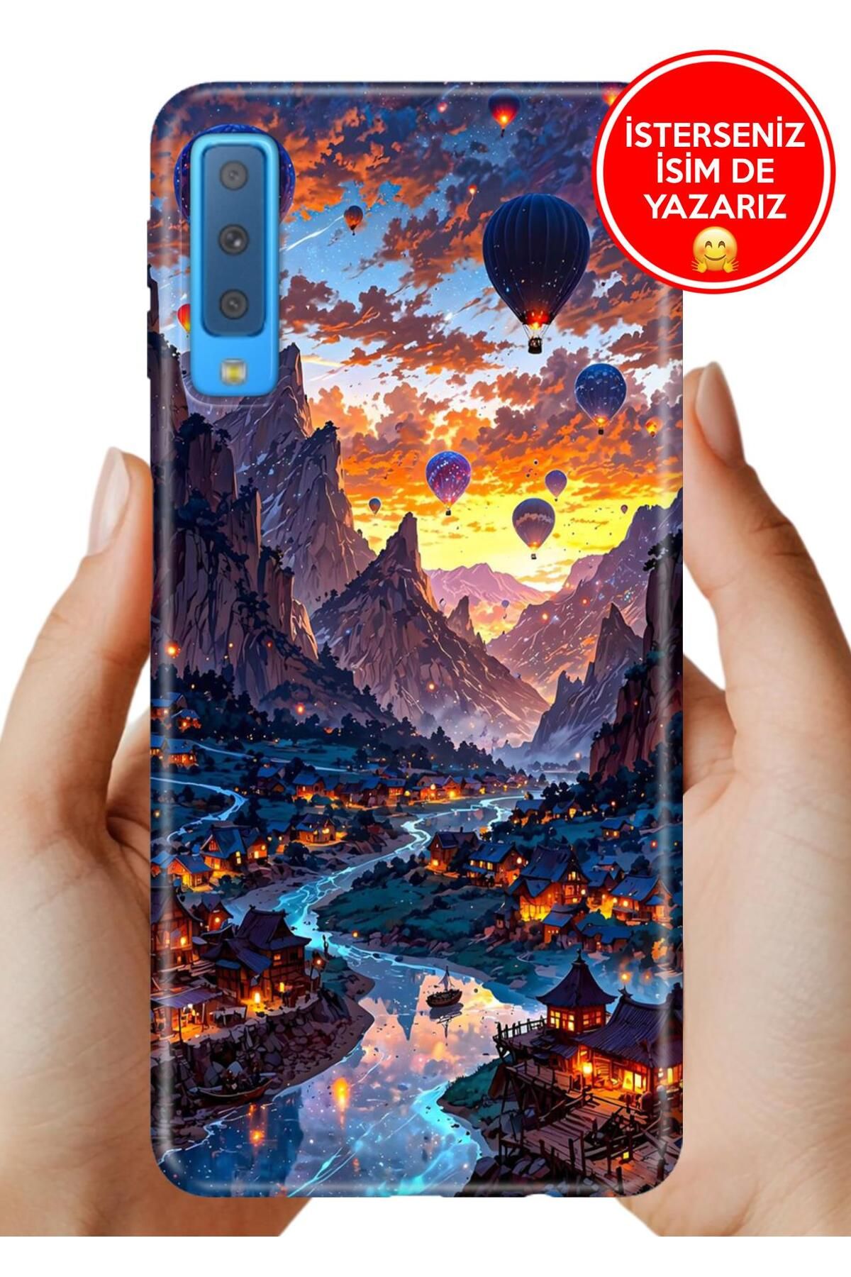Cekuonline Samsung Galaxy A7 2018 Kılıf 0.35 mm Resimli Silikon Kapadokya Art